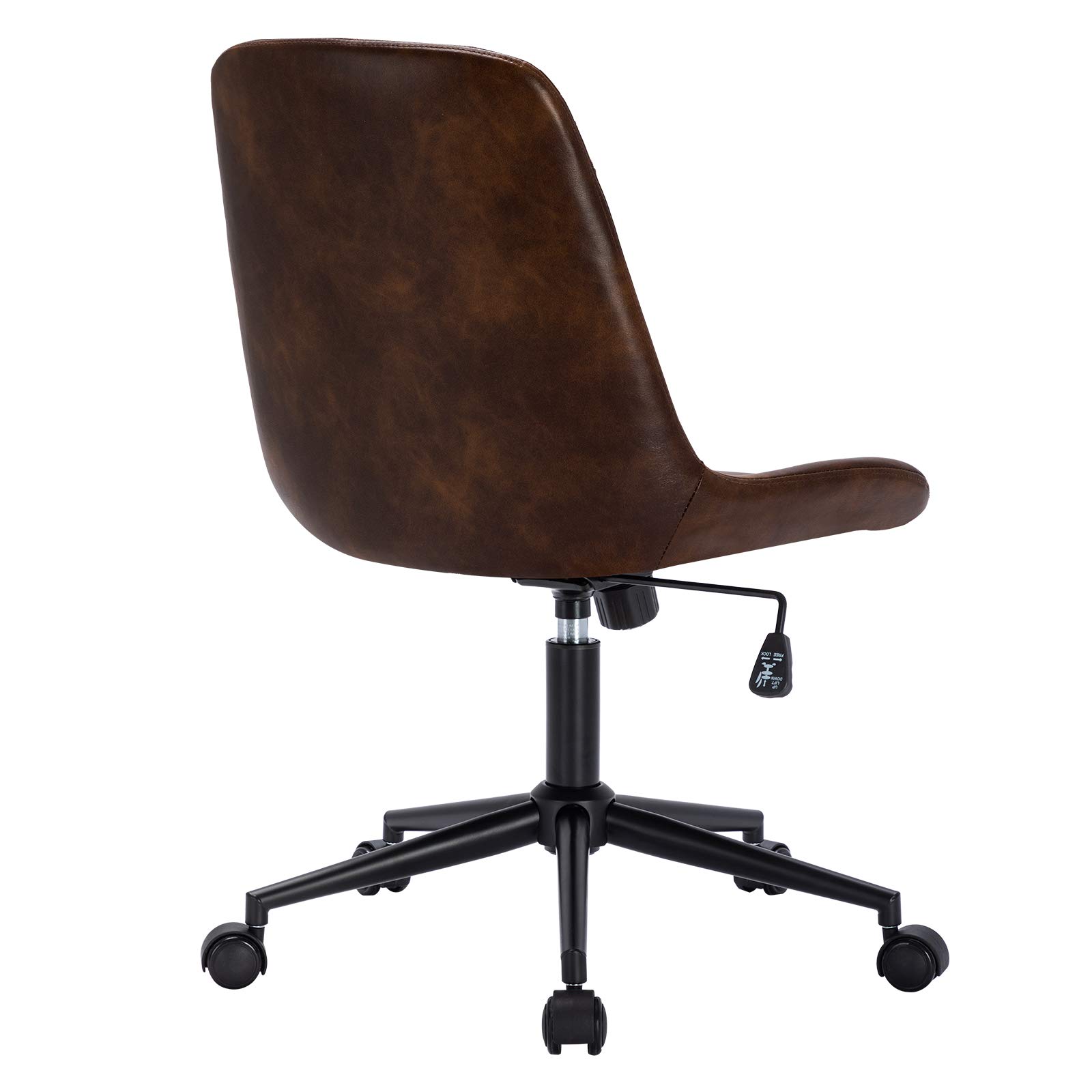 DUHOME Modern PU Leather Office Chair - Ergonomic Swivel Desk Chair with Adjustable Height for Home & Office - Dark Brown - Perfect for Workstations, Gaming, and Study Spaces