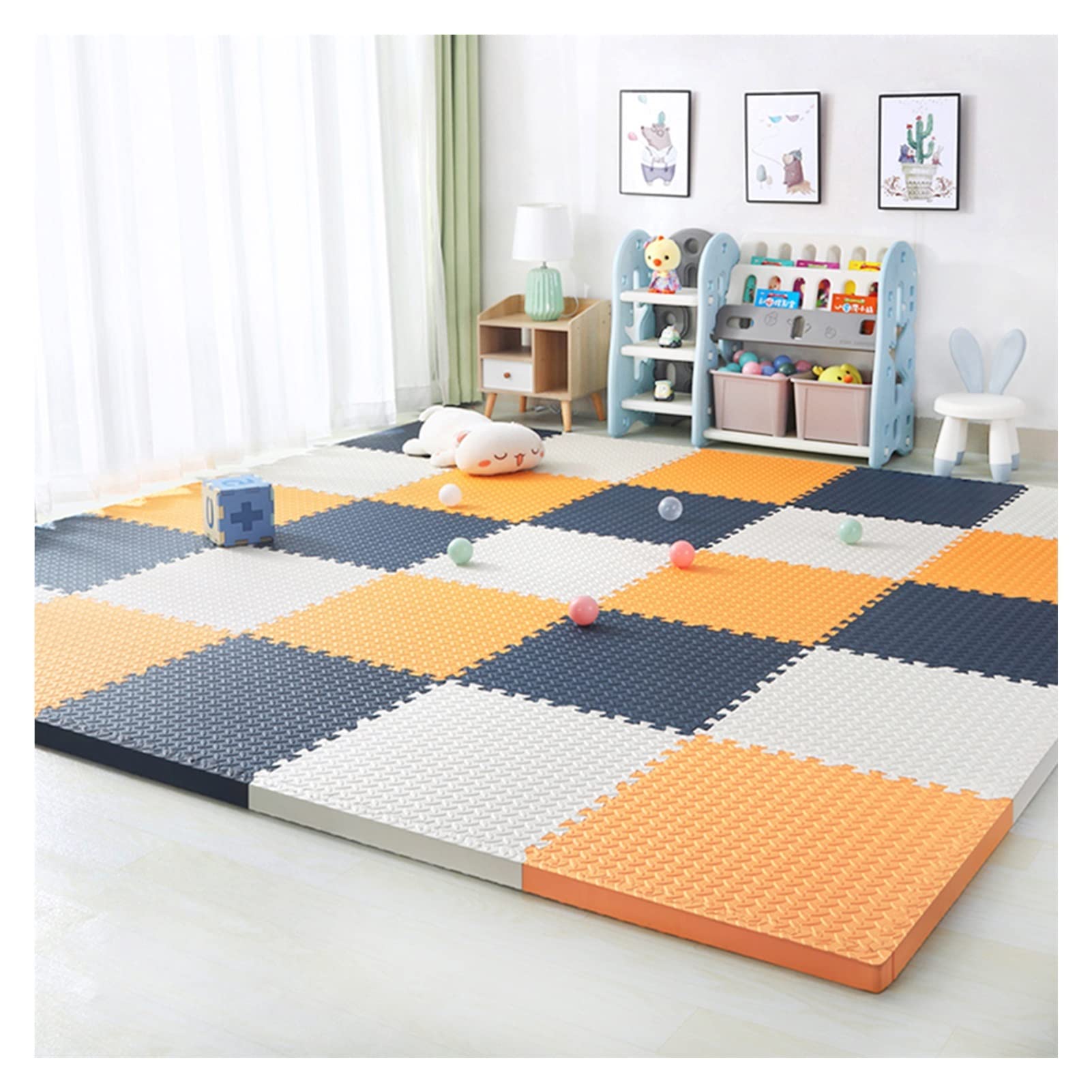 Premium EVA Foam Puzzle Exercise Mat - 9-Piece Interlocking Tiles (60x60x1.2cm) for Home Gym, Yoga, Kids Play Area & Workout Floor Protection - Solid Color Non-Slip Cushioned Flooring (Color B)