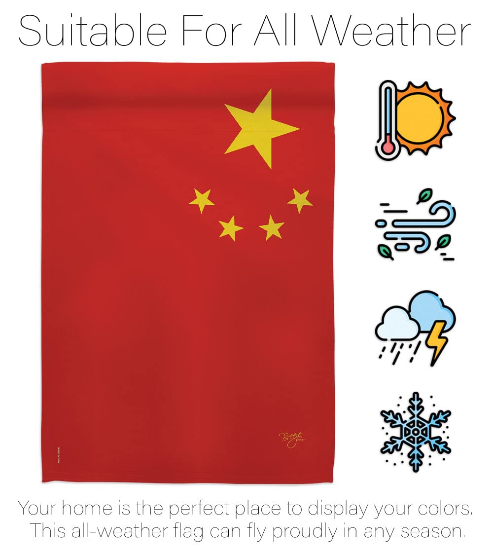 China World Nationality Flag Set 28x40 with Pole - Home & Garden Decor