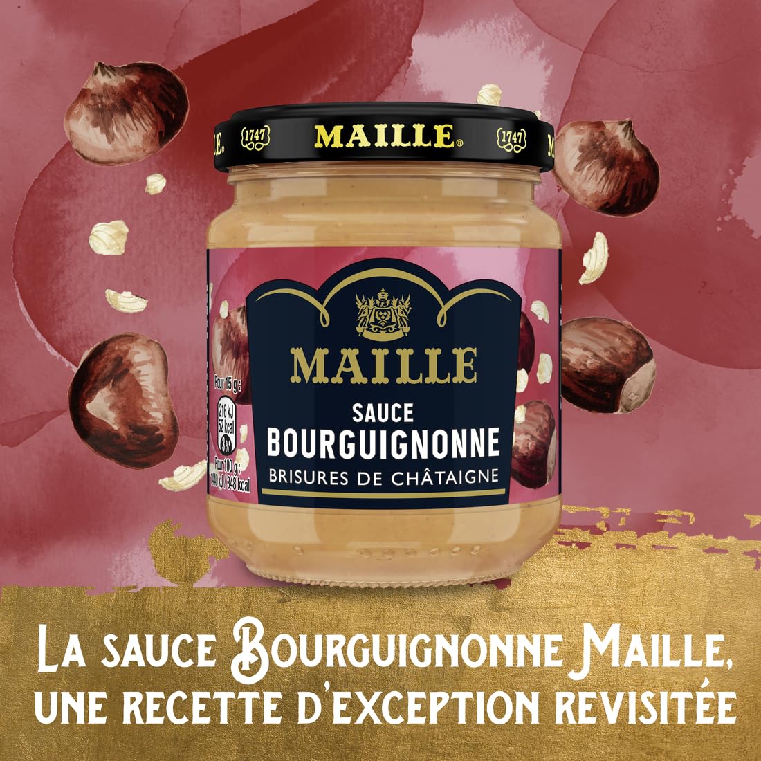 Maille Sauce Bourguignonne 190g - Classic French Red Wine Sauce for Steak, Beef, and Gourmet Cooking | Perfect for Grilling, Roasting, and Fine Dining
