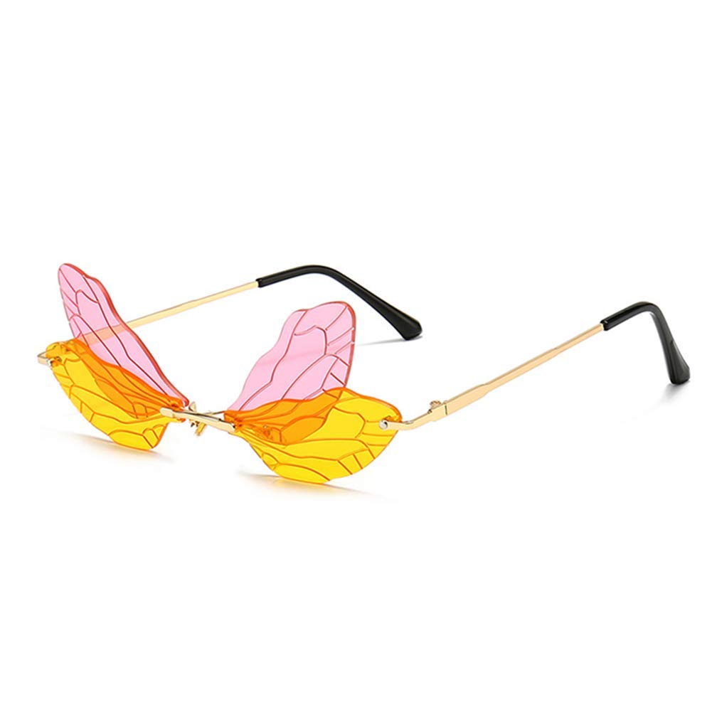 ENTHYI Dragonfly Wing Shape Sunglasses for Women & Men - Frameless Irregular UV Protection Glasses for Outdoor, Beach, Party & Fashion Accessories