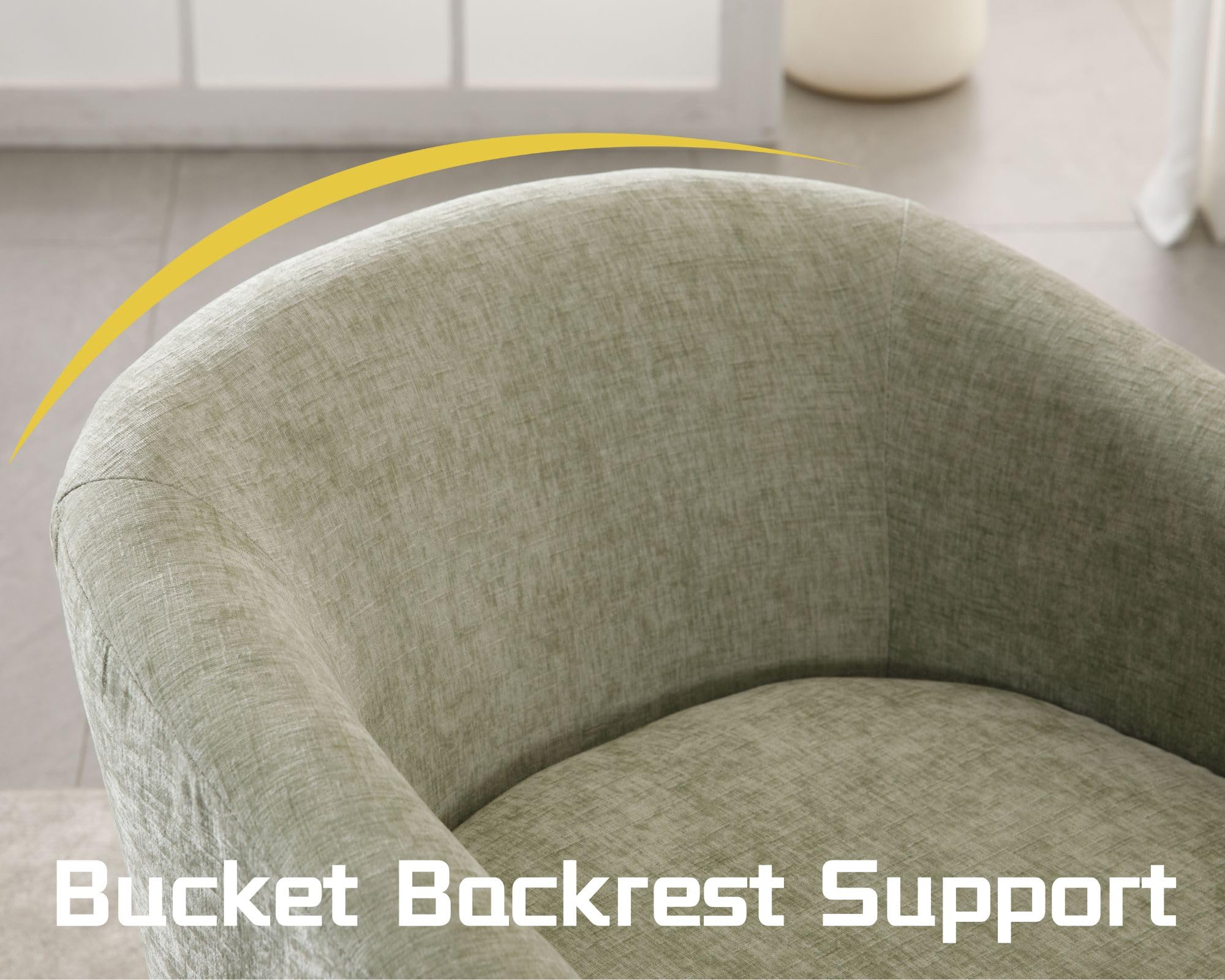 Modern Swivel Accent Chairs Set of 2 - Green Chenille Upholstered Barrel Chairs with Comfy Back Support | Cozy Vanity Armchairs for Living Room, Bedroom & Reading Nook | Round Lounge Club Chairs Perfect for Corner Spaces & Relaxation