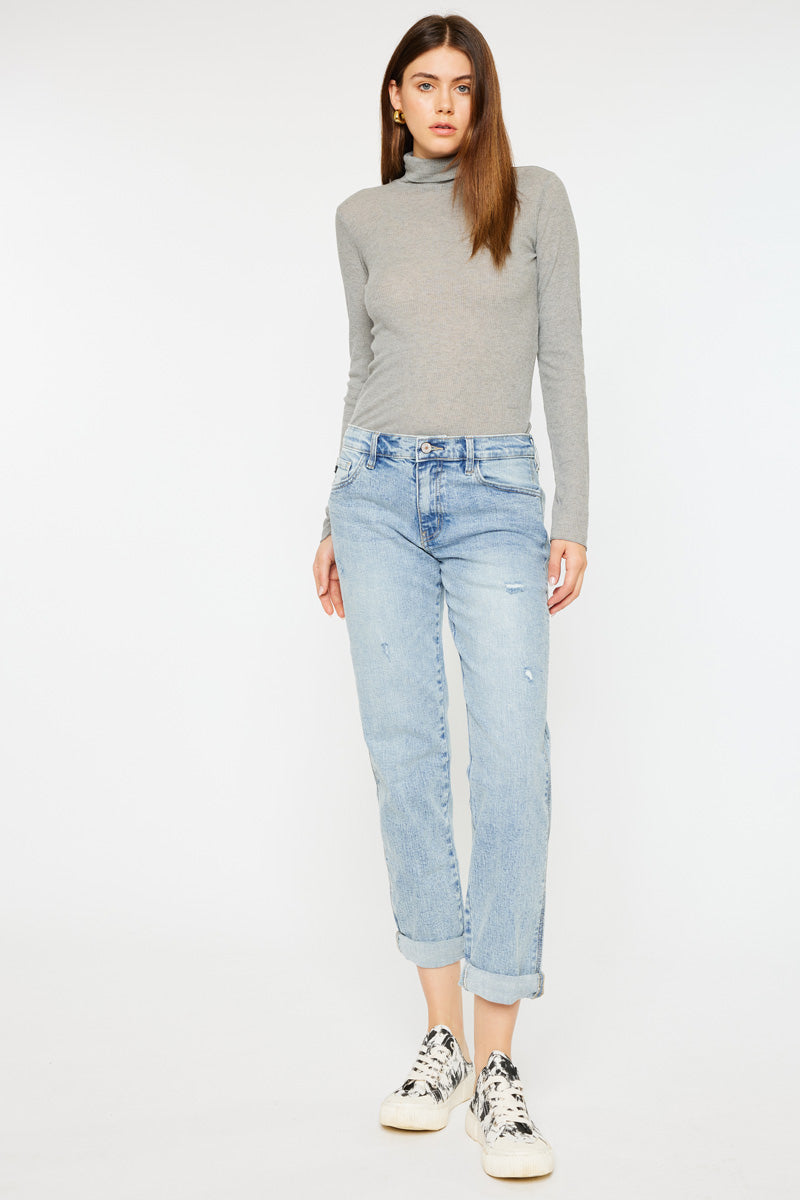 Leonel Mid Rise Boyfriend Jeans for Women - Comfortable Stretch Denim Pants with Classic Fit | Perfect for Casual Wear, Weekend Outfits & Everyday Style