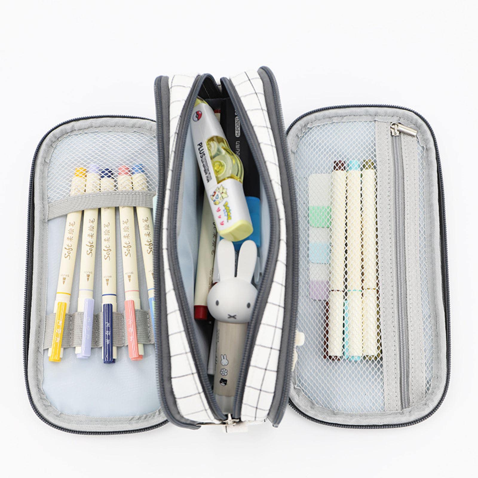 Large Capacity 3-Layer Canvas Pencil Case for Students - Creative Multifunctional Korean Style Stationery Organizer for School, Office & Travel
