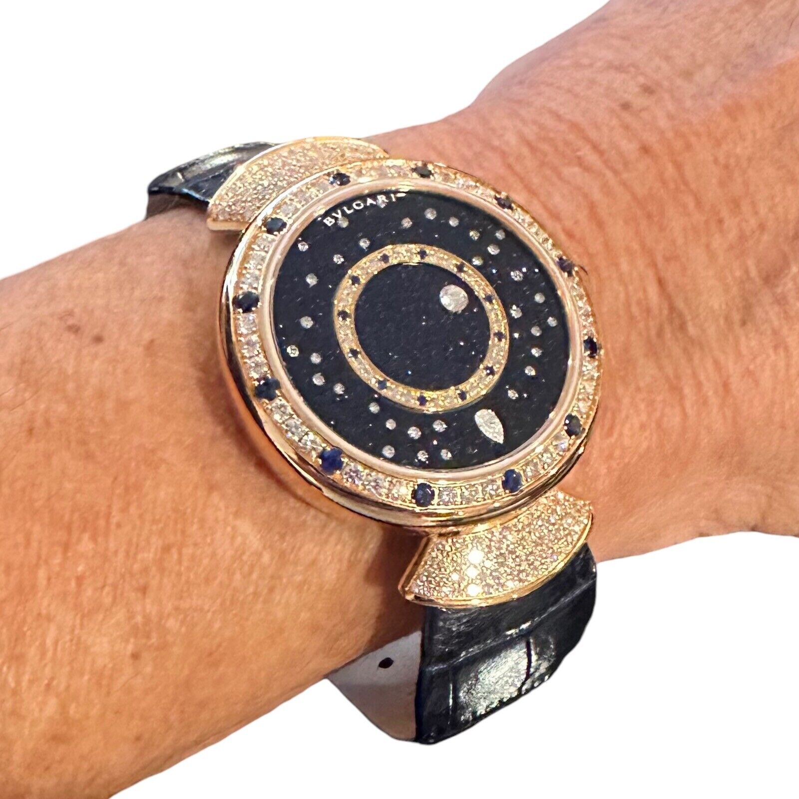 Bulgari 18k Rose Gold Diamond Sapphire Divas Dream Automatic Roman Night Watch - Luxury Women's Timepiece for Gala Events & Evening Occasions