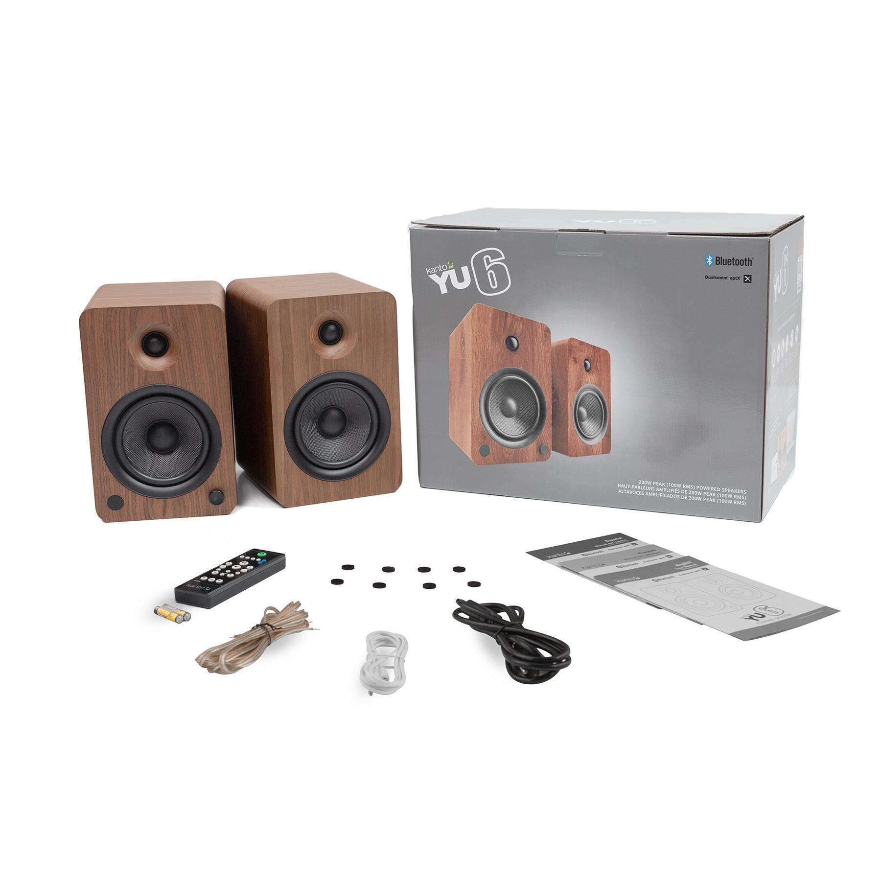 Kanto YU6 Powered Bluetooth Bookshelf Speakers with Phono Preamp - Premium Sound for Vinyl Records, Home Theater, Gaming & Music Streaming