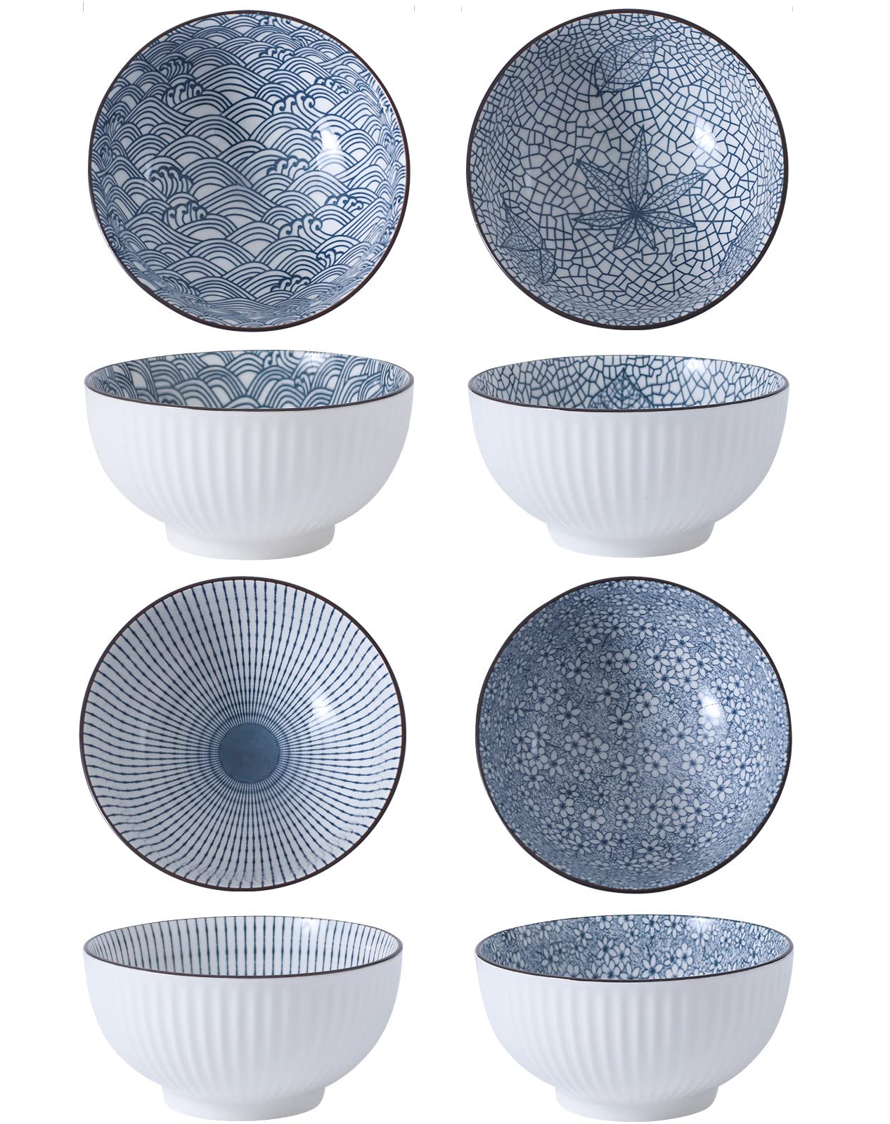 TuYines 4.75 Inch Porcelain Cereal Bowls Set - Microwave & Dishwasher Safe Ceramic Rice, Soup, Dessert Bowls for Ice Cream, Breakfast, Noodles | Perfect for Family Dining, Restaurant Use & Party Serving