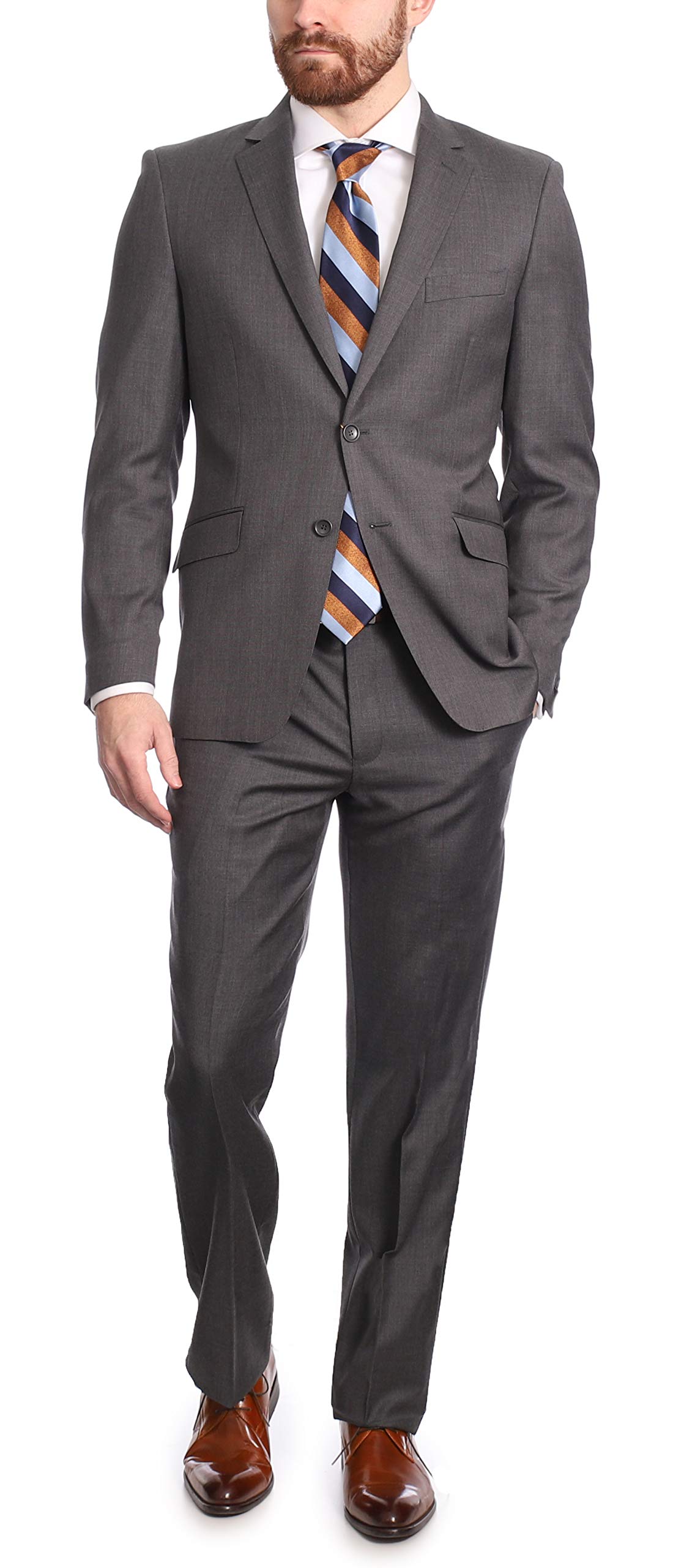Men's Classic Fit Two-Button 100% Wool Suit Set - Perfect for Business Meetings, Weddings & Formal Occasions