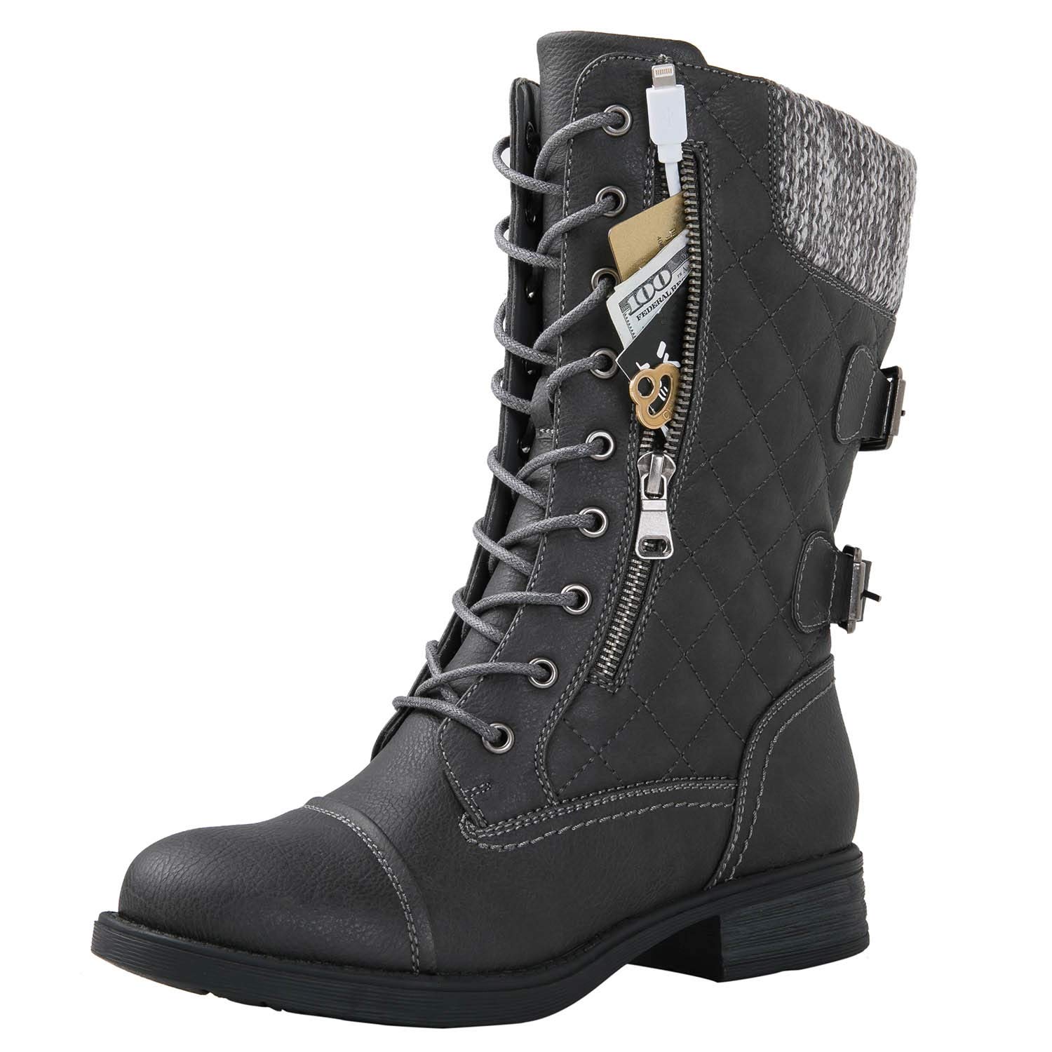 GLOBALWIN Women's Fashion Low Heel Lace-Up Ankle Boots - Stylish Casual & Office Shoes for Fall Winter Outfits