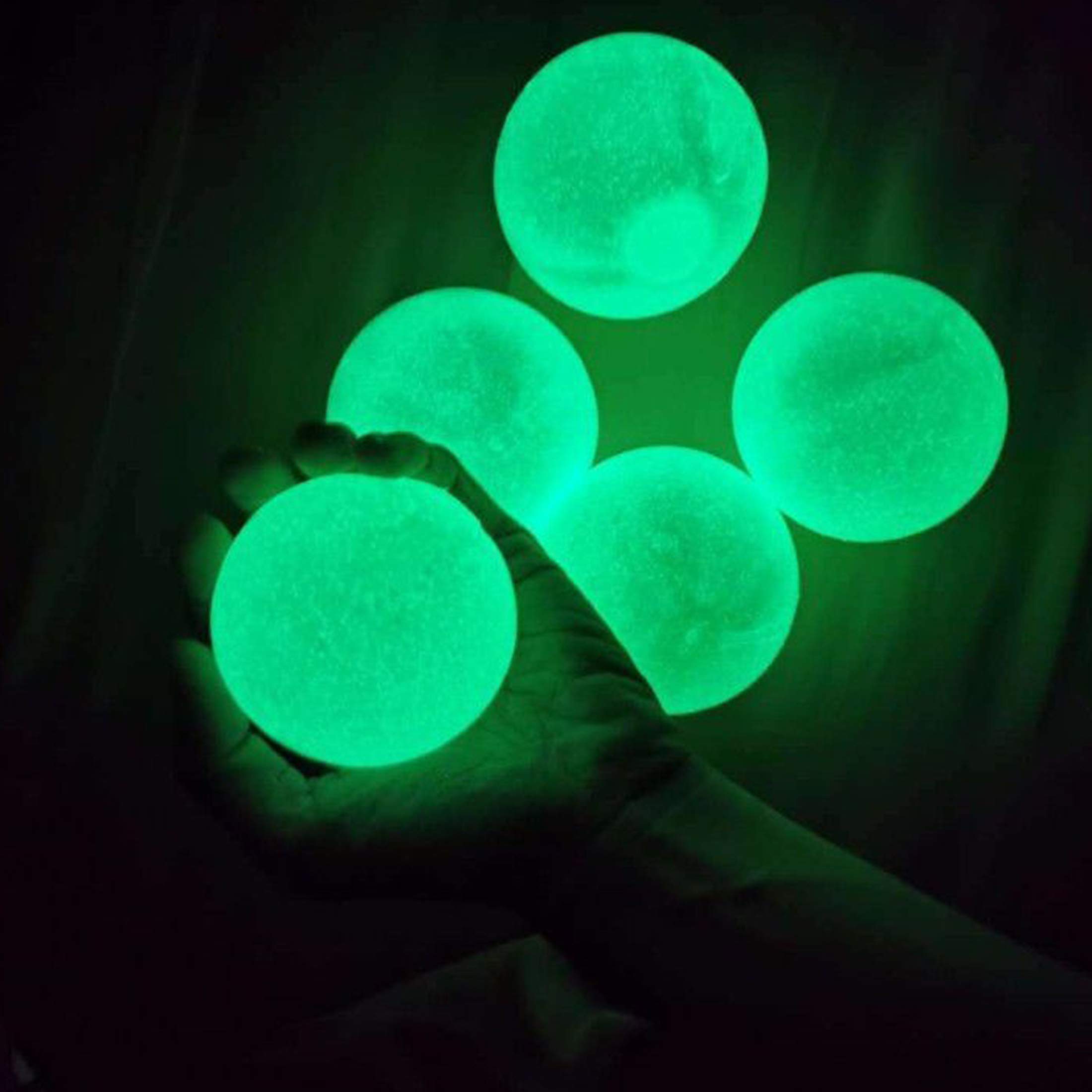 Marvic 4-Pack Glow in The Dark Sticky Balls for Stress Relief - Fun Sensory Toys for Kids & Adults with ADHD, OCD, Anxiety - Reusable Wall & Ceiling Sticky Balls for Office, Classroom & Home Play Therapy