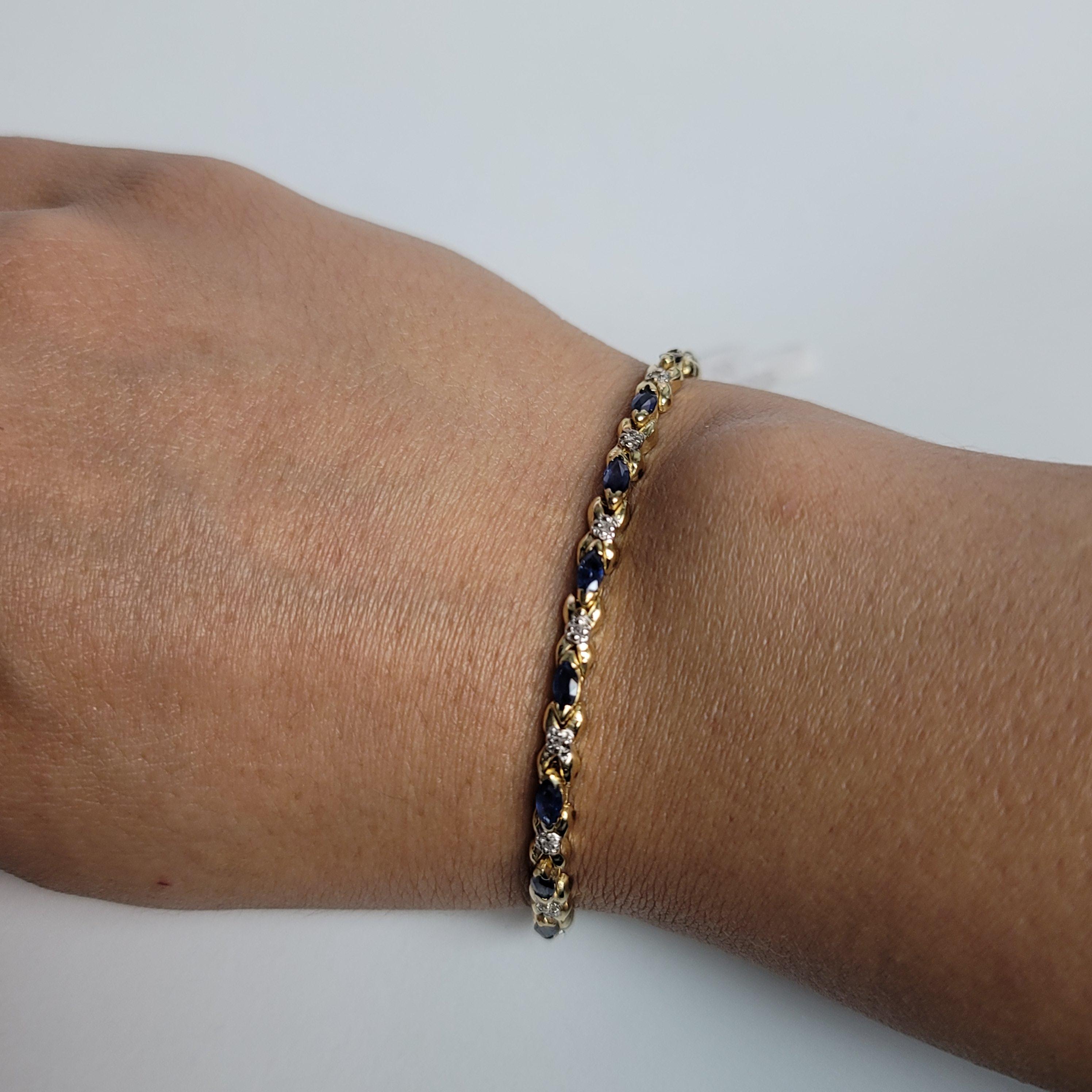 Elegant Marquise Sapphire & Diamond X-Link Tennis Bracelet for Women | Perfect for Weddings, Parties & Special Occasions