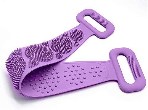 Exfoliating Bath Scrubber with Silicone Back Belt - Long Handle Body Brush for Deep Cleansing & Skin Care - Perfect for Shower, Spa & Exfoliation Routine