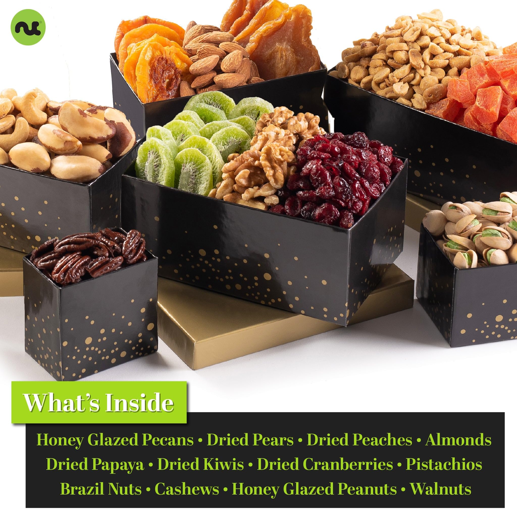 Gourmet Nuts & Dried Fruits Gift Basket - Premium Nut Cravings Collection with 12 Assortments, Thank You Ribbon & Greeting Card | Perfect Corporate Gift, Holiday Present & Care Package for Food Lovers