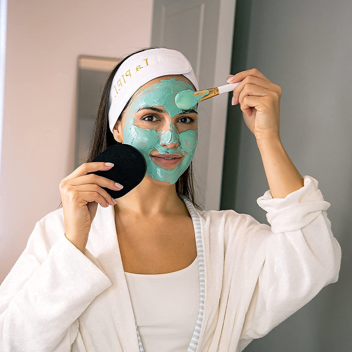 Professional Face Mask Brush & Headband Set - Salon Spa Beauty Tools for Women