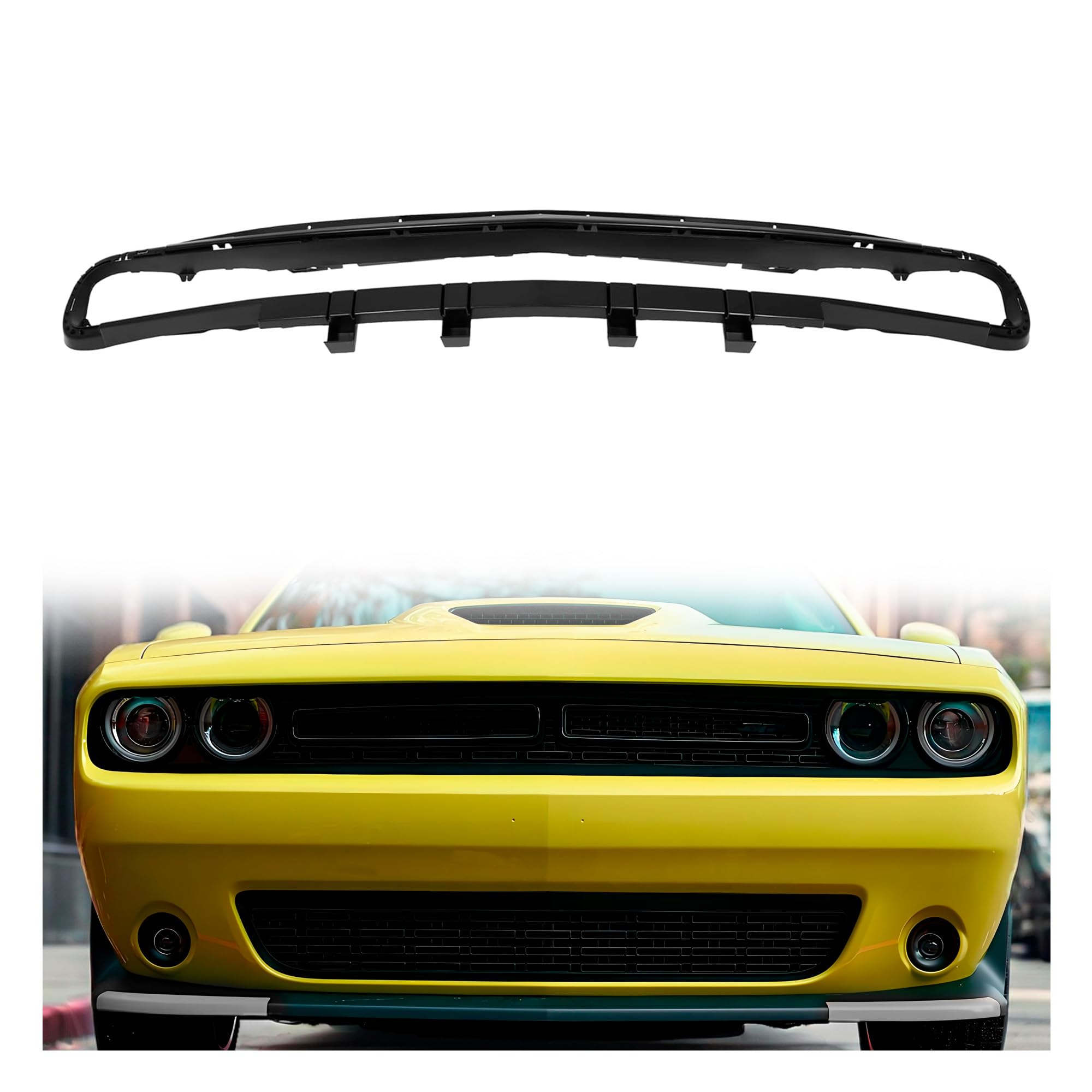 HECASA Front Grille Reinforcement Compatible with 2015-2023 Dodge Challenger 68258750AC CH1223103 - ABS Plastic Bumper Grill Support - Black - Perfect for Car Restoration & Performance Upgrades