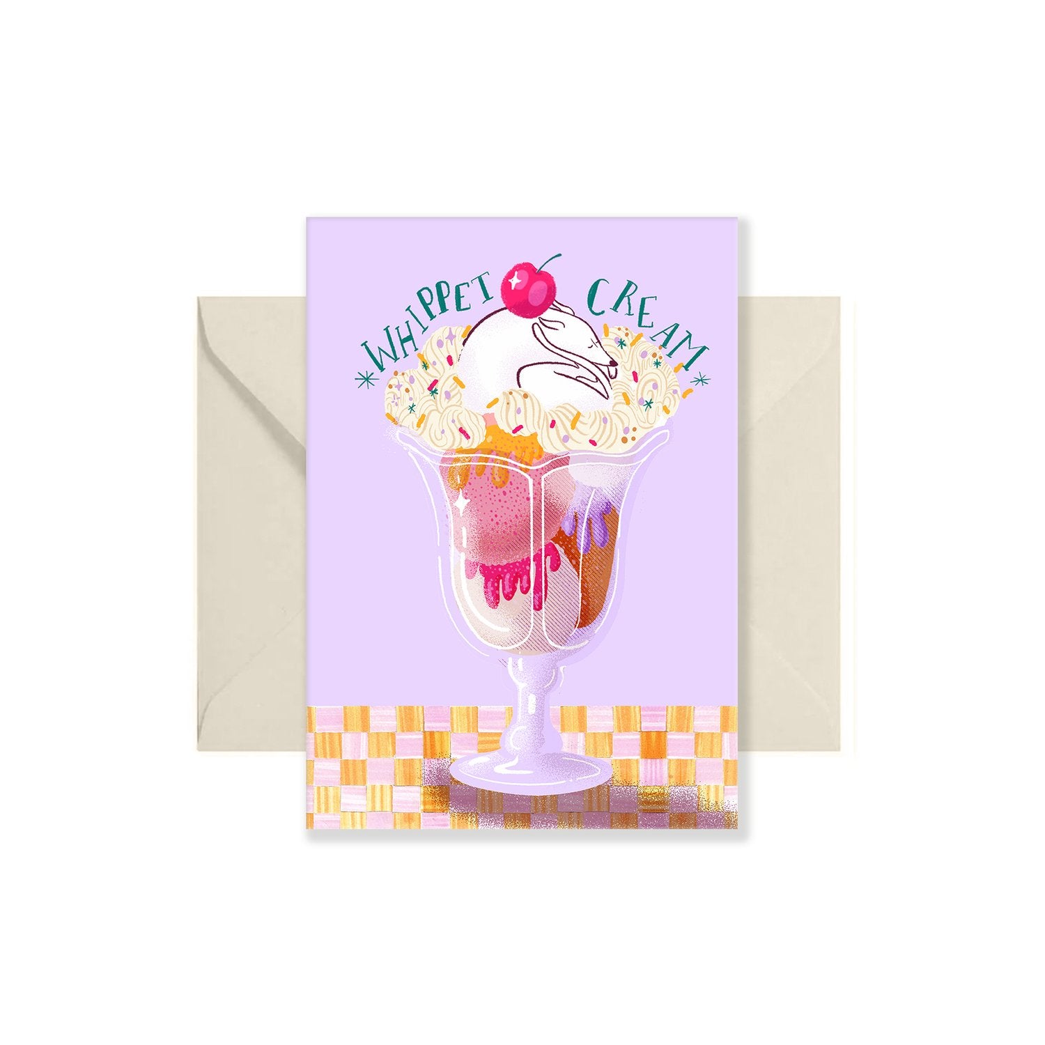 Bryony Moss Whippet Cream Greeting Card - Elegant Dog Lover's Note Card for Birthdays, Thank You & Special Occasions - Perfect for Pet Owners & Animal Enthusiasts