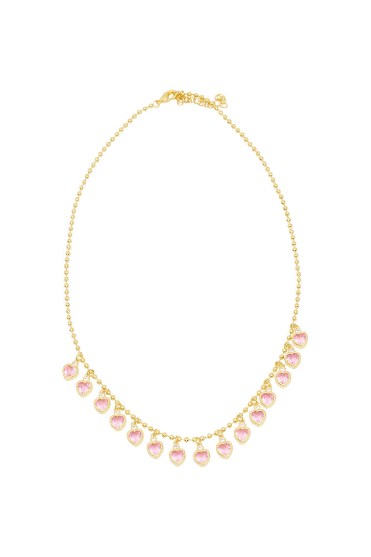 14K Gold Heart Tennis Necklace for Women - Elegant Layered Chain Jewelry for Valentine's Day, Anniversary & Romantic Gifts