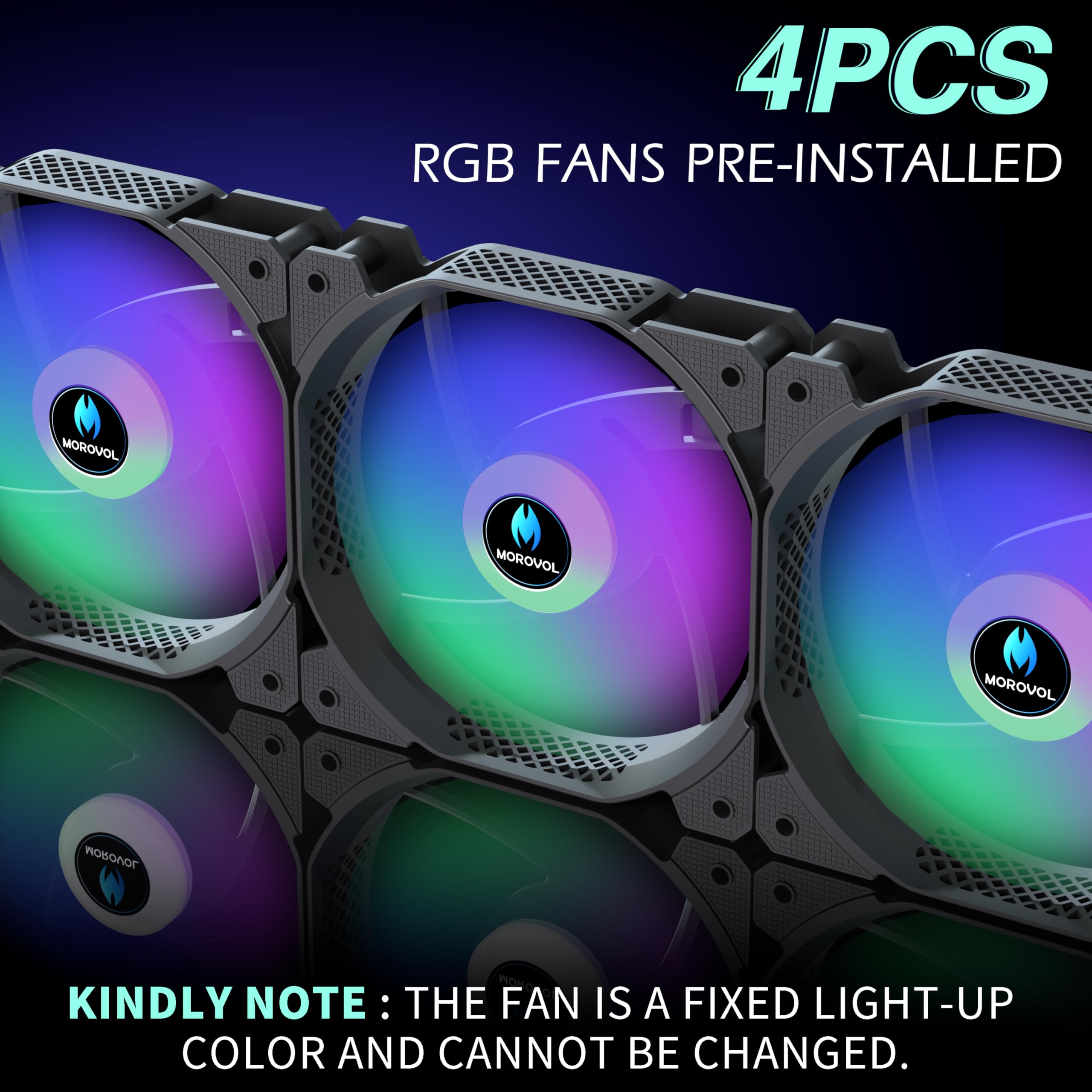 ATX Gaming PC Case with 4 Pre-Installed RGB Fans (Fixed Color), USB 3.0 Ports & Tempered Glass Mid Tower Design in Black - R7 Model - Perfect for Gaming Rigs, Streaming Setups & High-Performance Computers