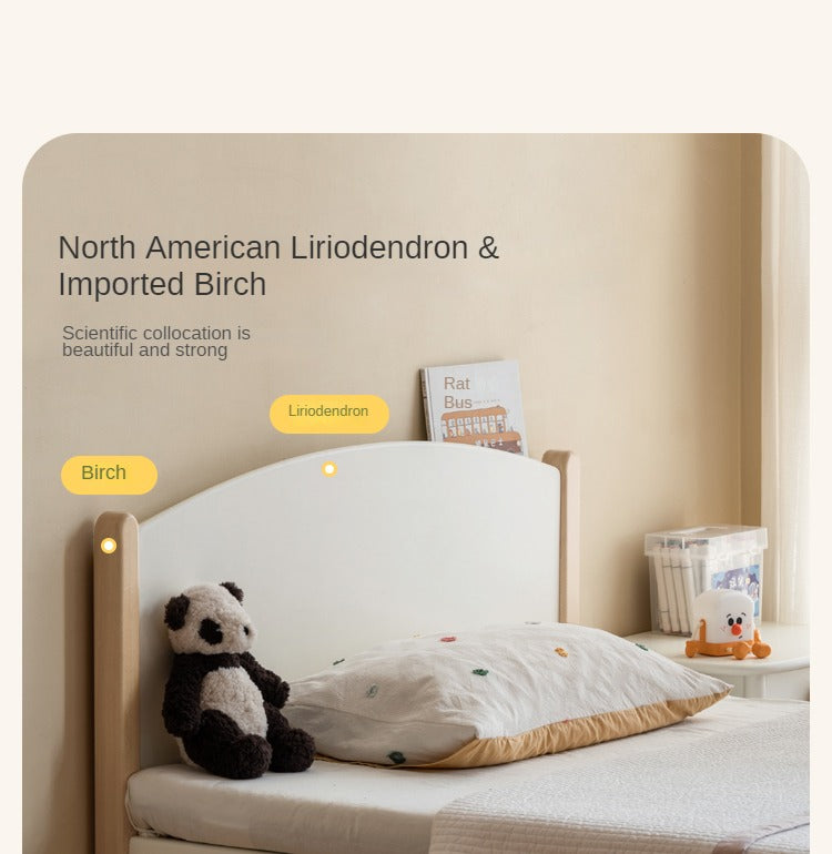 Solid Poplar Wood Kids Bed Frame - White - Durable & Safe for Toddler & Children's Bedroom, Nursery, or Guest Room