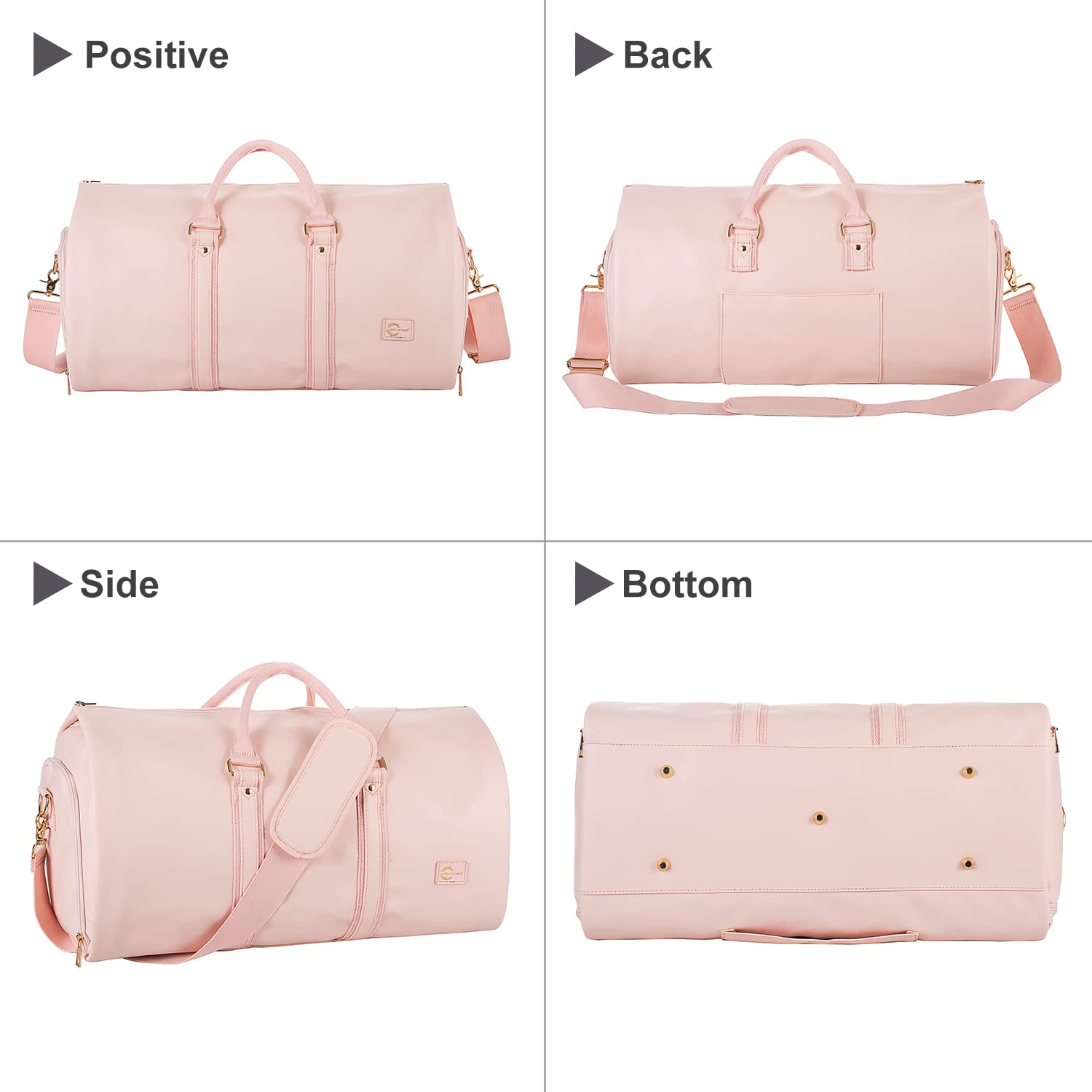 Premium Leather Convertible Carry-On Garment Bag for Women - 2-in-1 Hanging Suitcase with Shoe Pouch | Travel Duffle Bag for Business Trips, Weddings & Vacations | Stylish Pink Women's Travel Accessory Gift