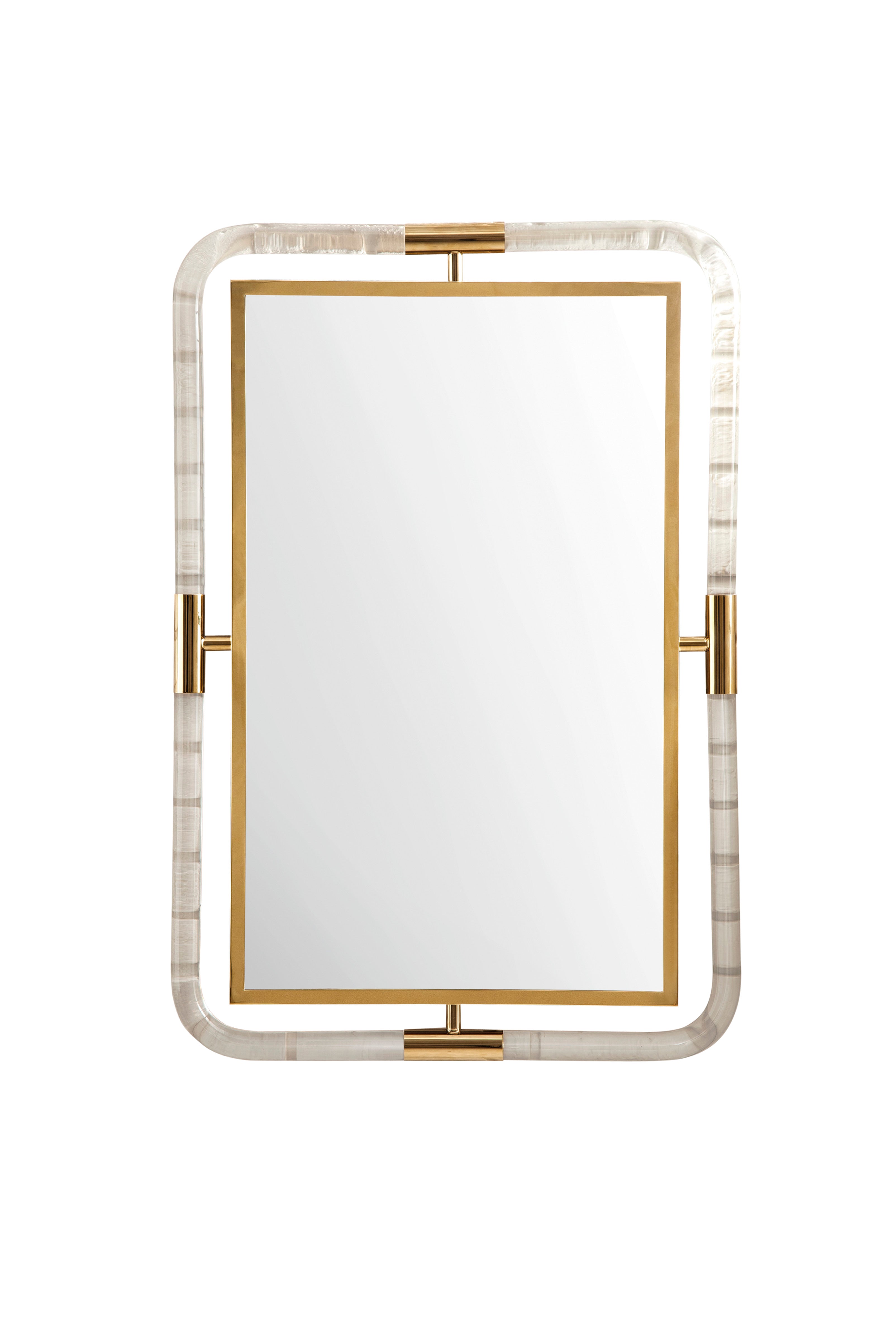 South Beach 30-Inch Mirror - Elegant Polished Gold & Lucite Design - Perfect for Bedroom, Bathroom, or Entryway Decor