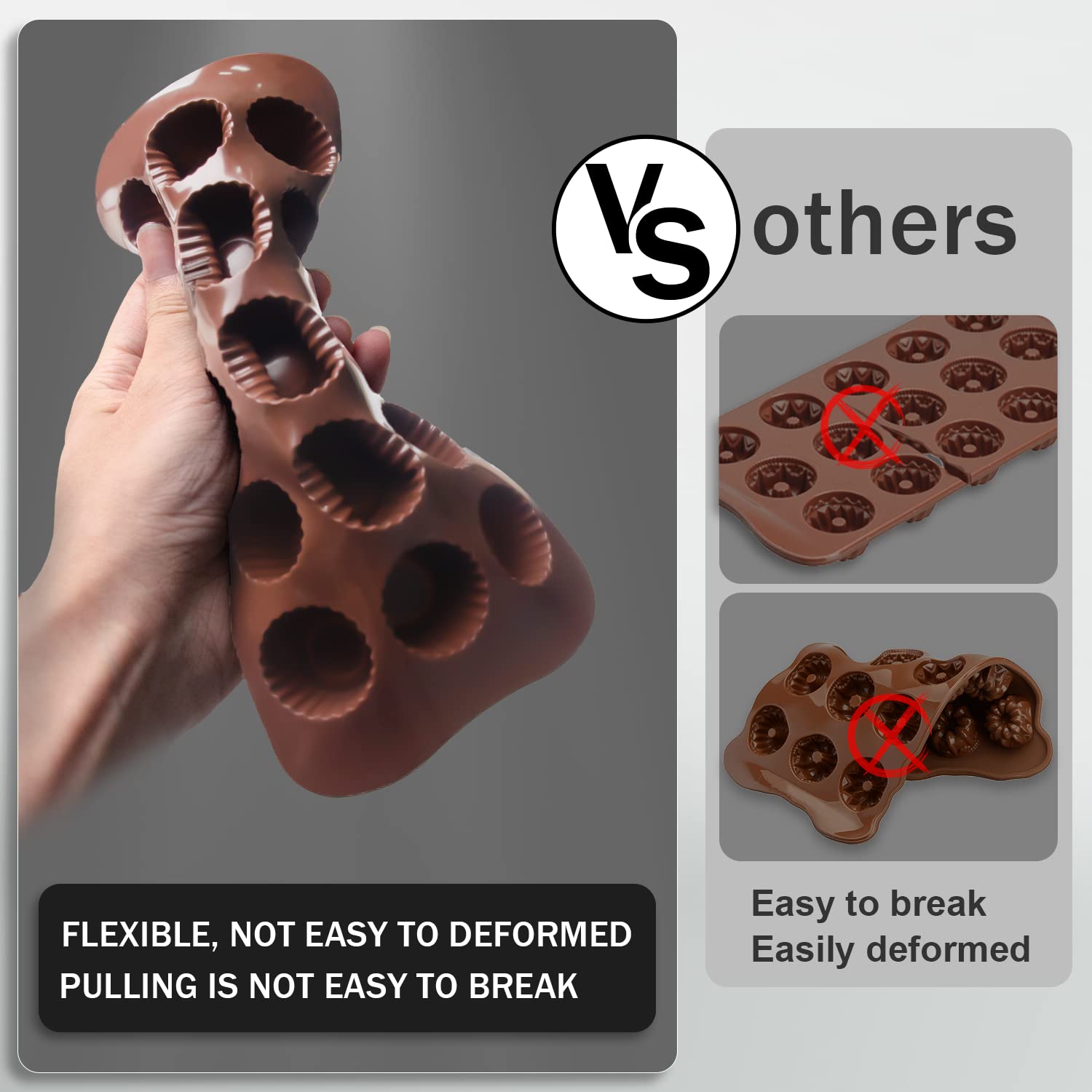 Walfos Silicone Peanut Butter Cup Mold Set of 3 - Perfect for Keto Fat Bombs, Candy Making, Dark Chocolate & Mini Peanut Butter Cups | Ideal for Keto Diet, Homemade Treats & Party Favors