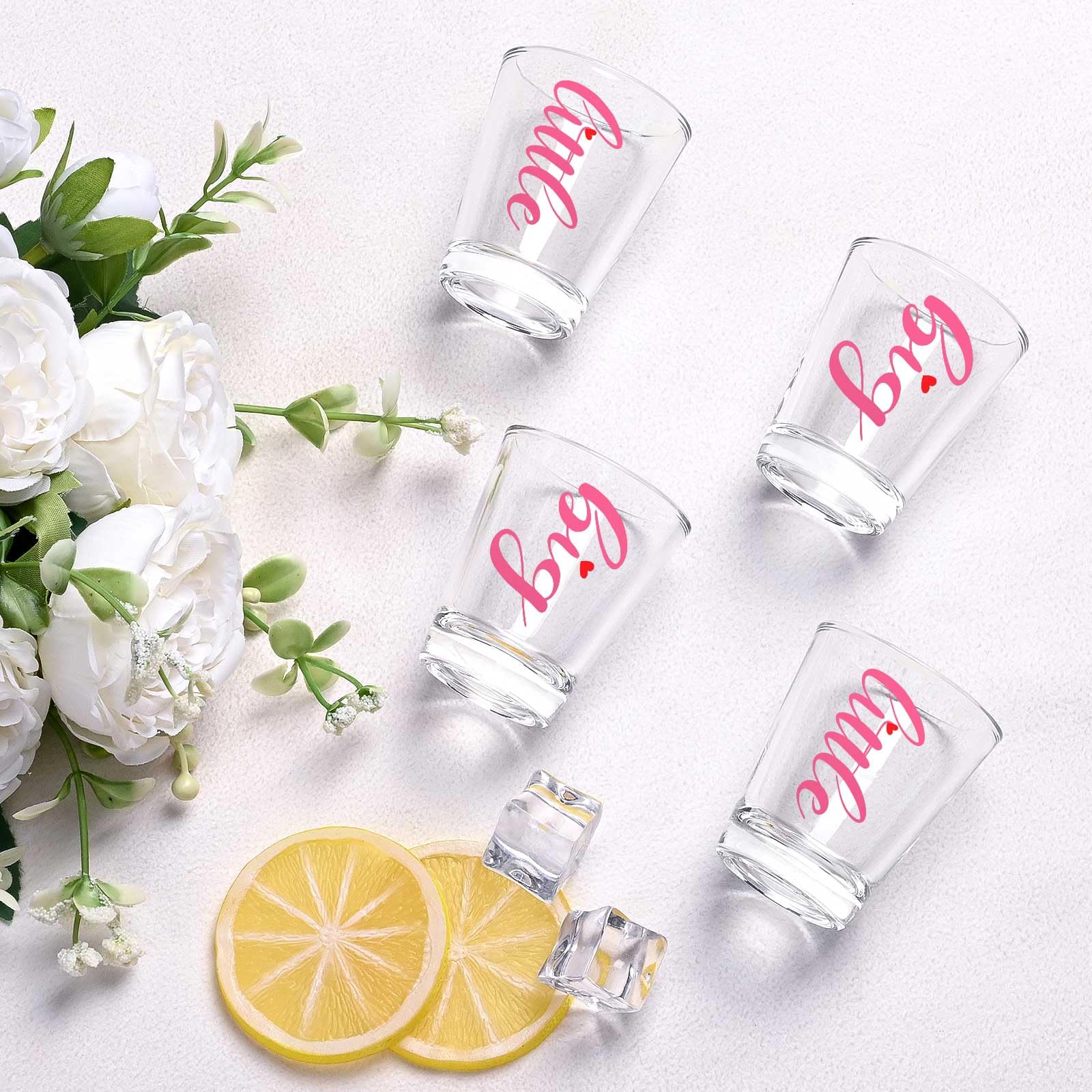 Futtumy Sorority Gifts - 2 OZ Big Little Shot Glasses Set (2PCS Pink) - Perfect for Sorority Big Sister Little Sister Gifts, Women & Girls - Fun Drinking Glasses for Parties, Celebrations & Greek Life Events