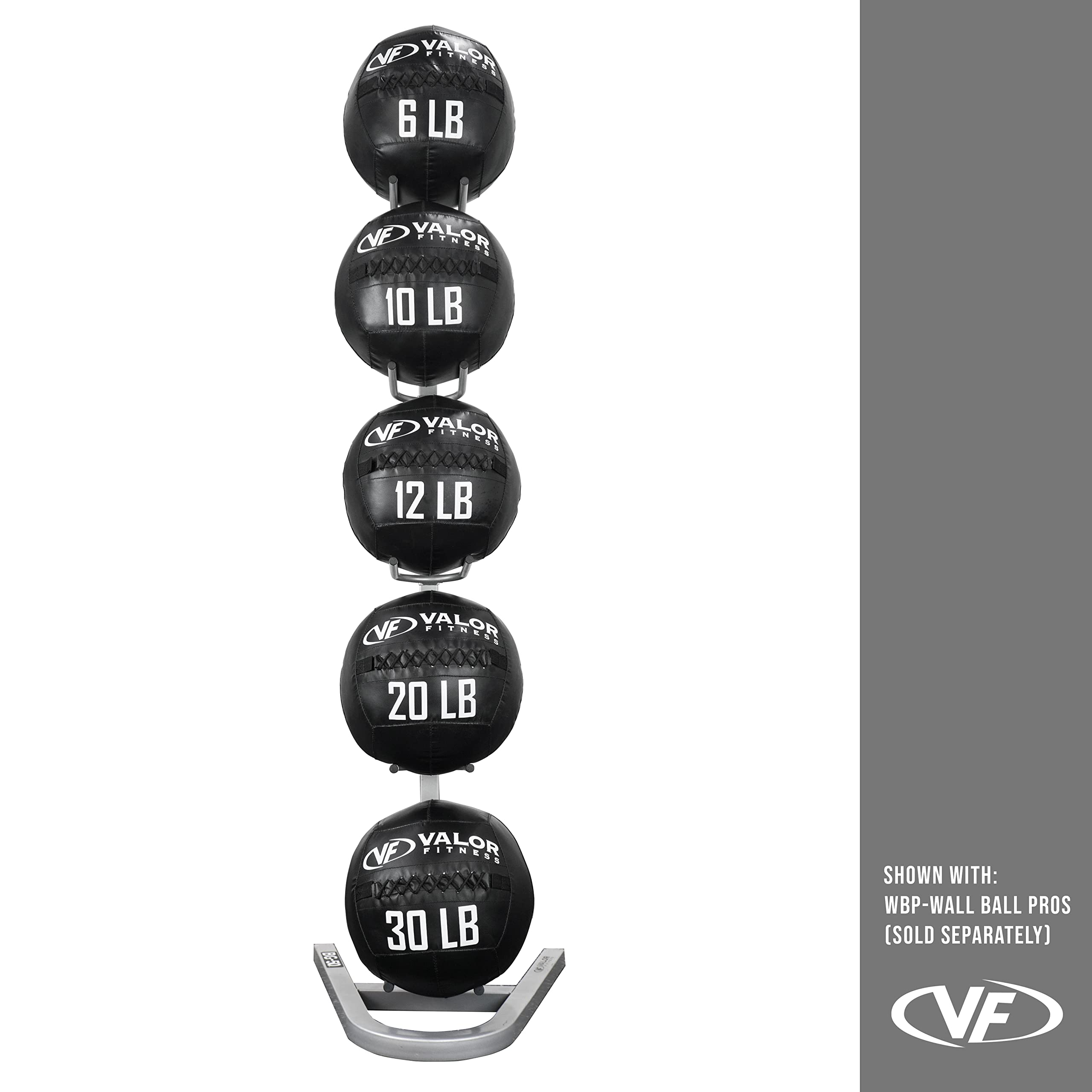 Valor Fitness Exercise Ball Storage Rack - 5-Ball Organizer for Medicine Balls, Basketballs, Wall Balls & Slam Balls - Space-Saving Home Gym Equipment for Workout Rooms & Garages