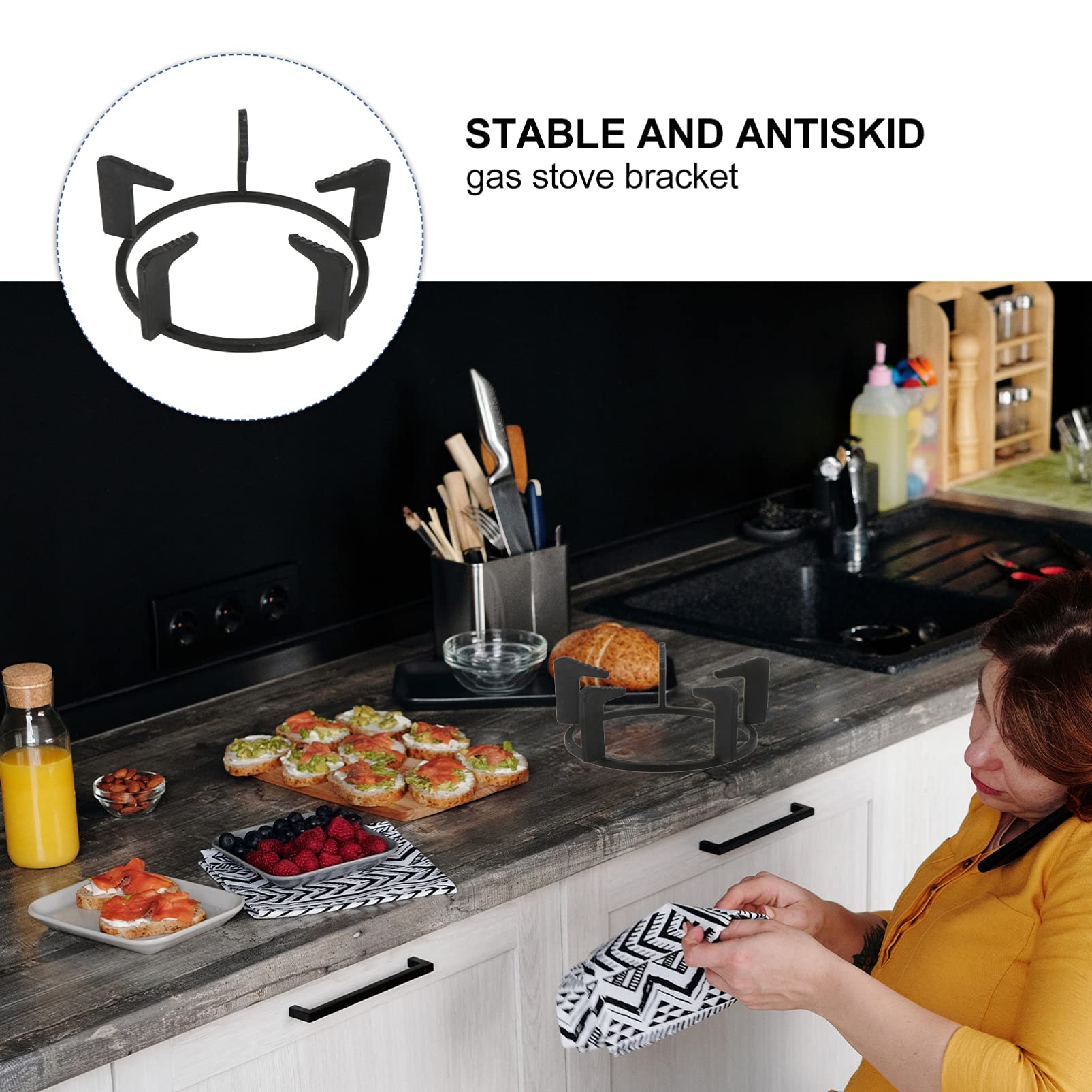 Beaupretty Cast Iron Gas Stove Bracket - Universal Wok Support for Gas Hob, Coffee Pot, Cooktop Range & Pan Holder - Heavy Duty Stove Grate for Round Pots & Ovens - Perfect for Camping, Outdoor Cooking & Home Kitchen Use
