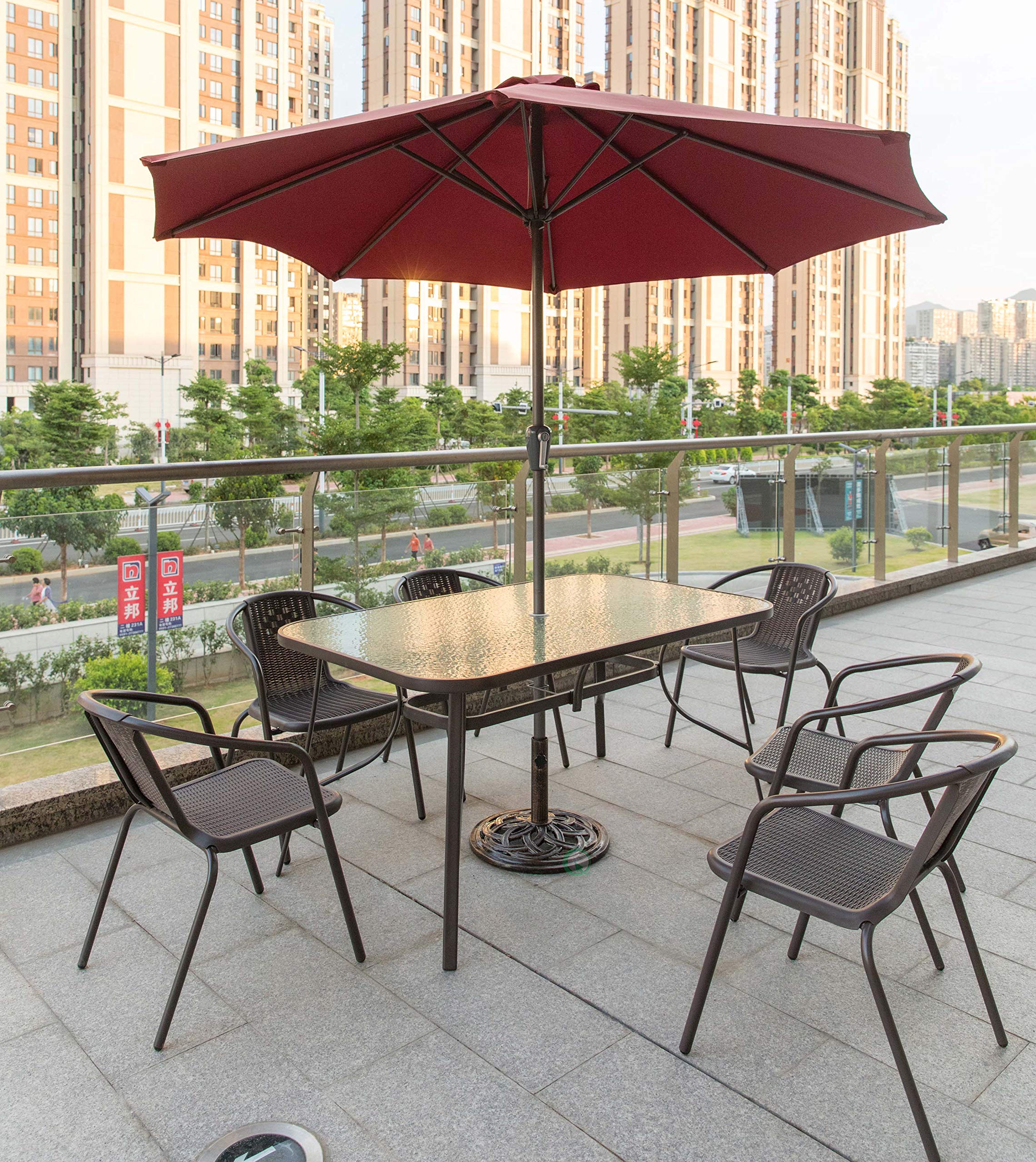 Heavy Duty 20 lb Cast Iron Umbrella Base Stand for Outdoor Patio - Round Garden Parasol Weight Holder for Stability in Windy Conditions | Perfect for Poolside, Deck, Backyard, and Commercial Use