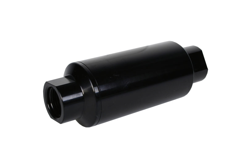 Aeromotive 10AN Inline Fuel Filter with 10 Micron Microglass Element - Bright Dip Black Finish, 2in OD - High Performance Fuel Filtration for Racing, Marine & Automotive Applications