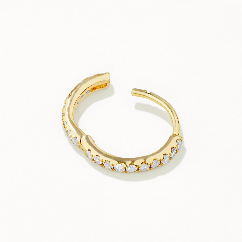 10k Gold Diamond Huggie Single Earring - Minimalist Dainty Hoop Earrings for Women, Perfect for Everyday Wear & Special Occasions