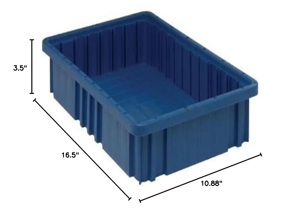 Quantum DG92035BL Stackable Dividable Grid Storage Bins - Set of 12 Blue Organizer Containers (3.5