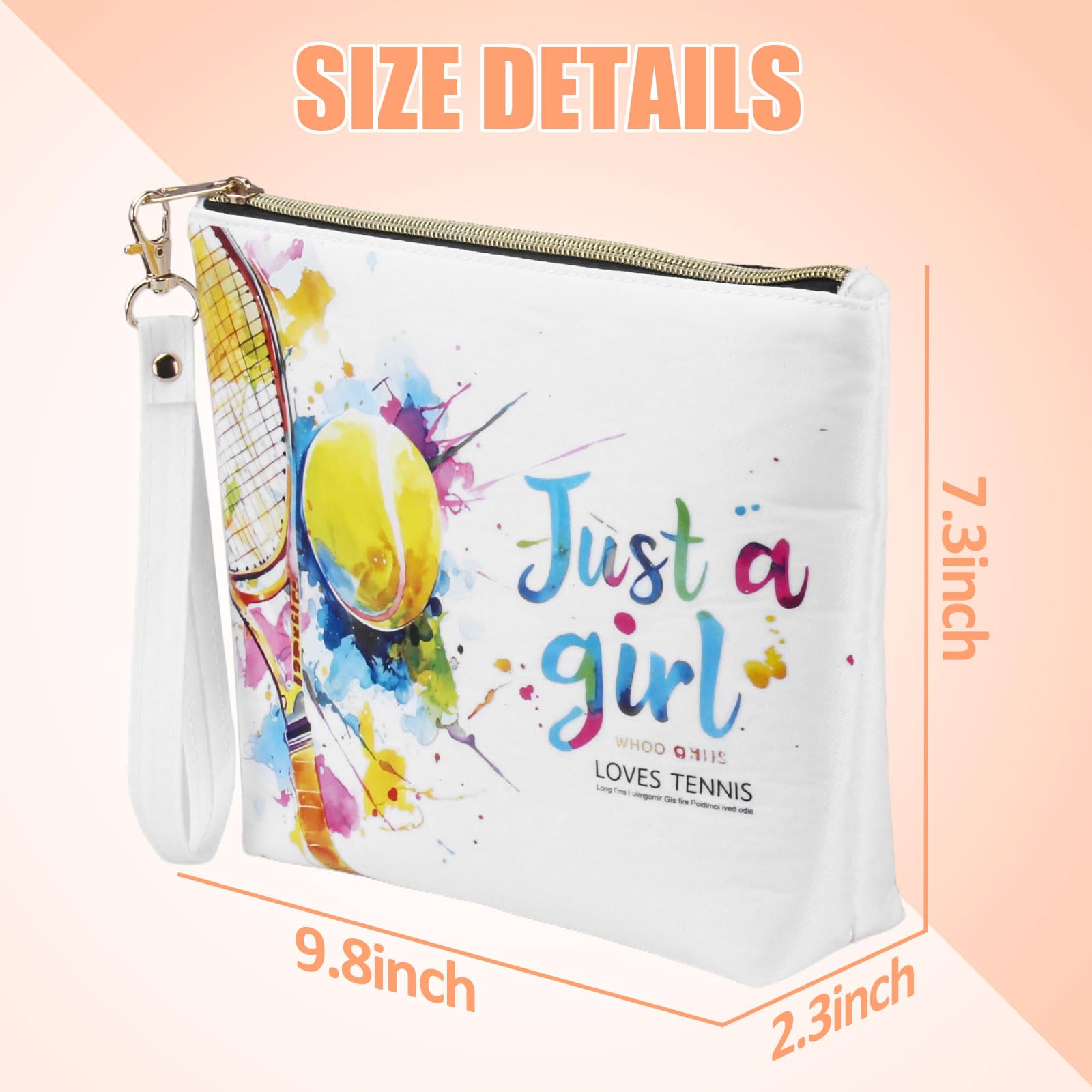 Tennis Makeup Bag - Waterproof Portable Toiletry Pouch with Zipper & Wrist Strap - Perfect Gift for Women Tennis Players & Fans - Great for Travel, Gym & Court Accessories Storage