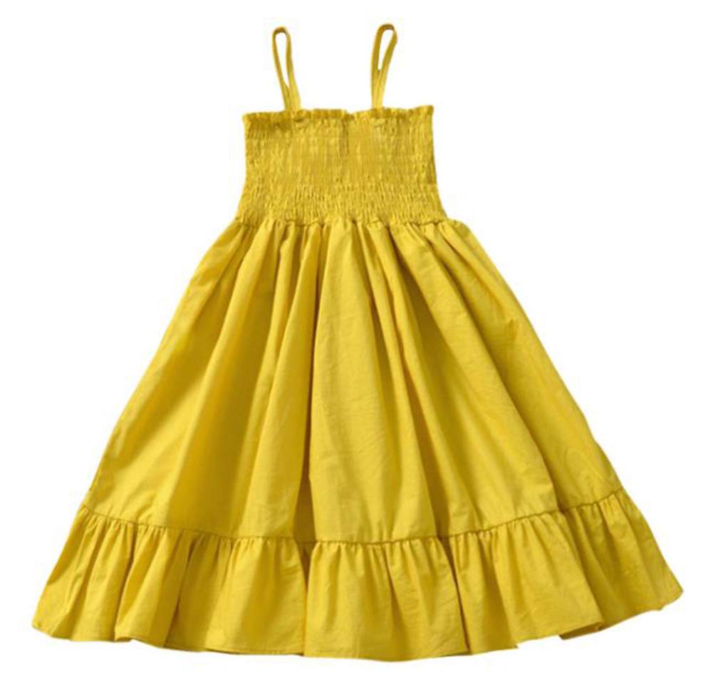 LOOLY Summer Baby Girls Spaghetti Strap Sleeveless Swing Beach Dress - Cute Floral Sundress for Toddler Girls, Perfect for Beach Vacations, Pool Parties & Outdoor Playdates
