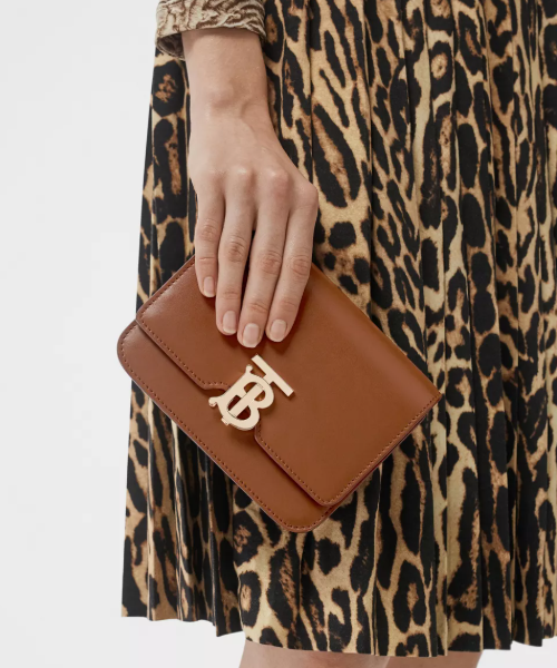 Burberry TB Belted Leather Crossbody Bag for Women - Genuine Brown Leather Handbag - Perfect for Work, Travel & Everyday Use