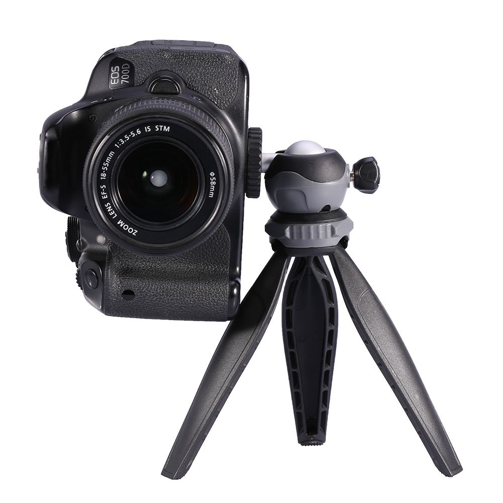Compact Mini Tabletop Tripod Stand for Smartphones & Cameras - 3-Section Adjustable Height up to 10