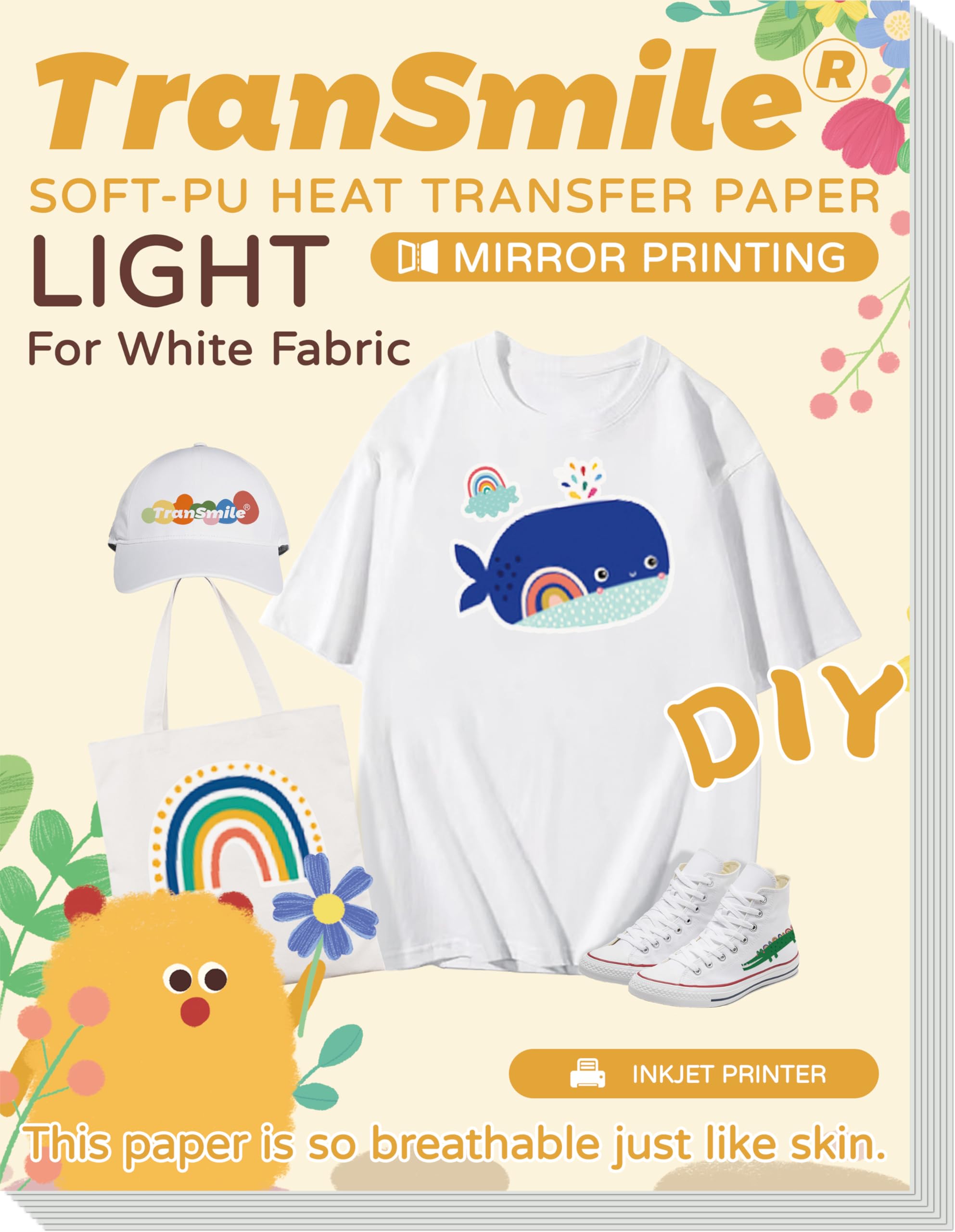 Premium PU Heat Transfer Paper for T-Shirts - 10 Sheets (8.5