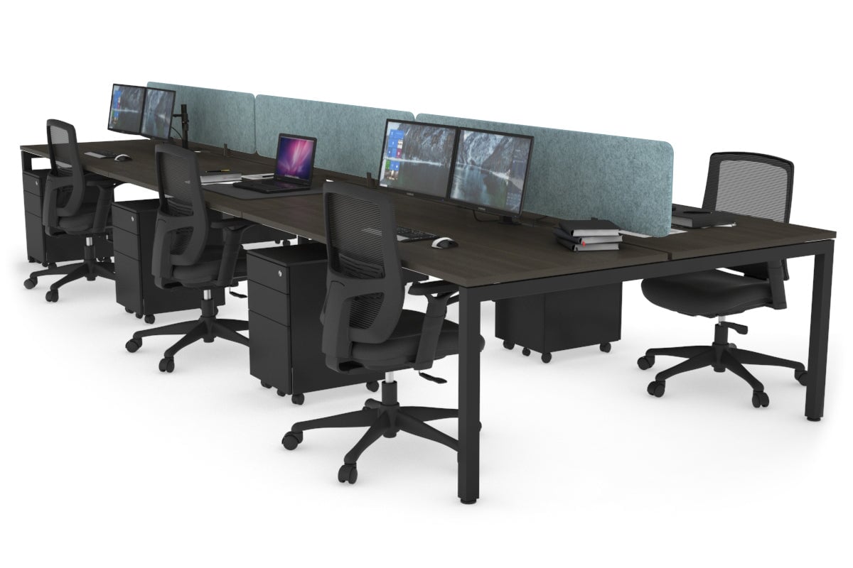 6-Person Office Workstation with Quadro Square Legs - 1600L x 800W Dimensions, Cable Management Scallop for Organized Workspace - Perfect for Open Office Layouts, Team Collaboration & Modern Workspaces