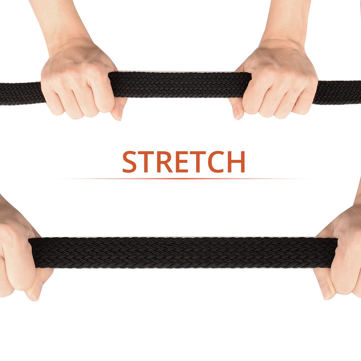 Men's Plus Size Stretch Belt 39-75 Inch - Adjustable Black Braided Elastic Fabric Waistband for Casual, Work, Golf & Jeans | Comfortable All-Day Wear for Big & Tall Men
