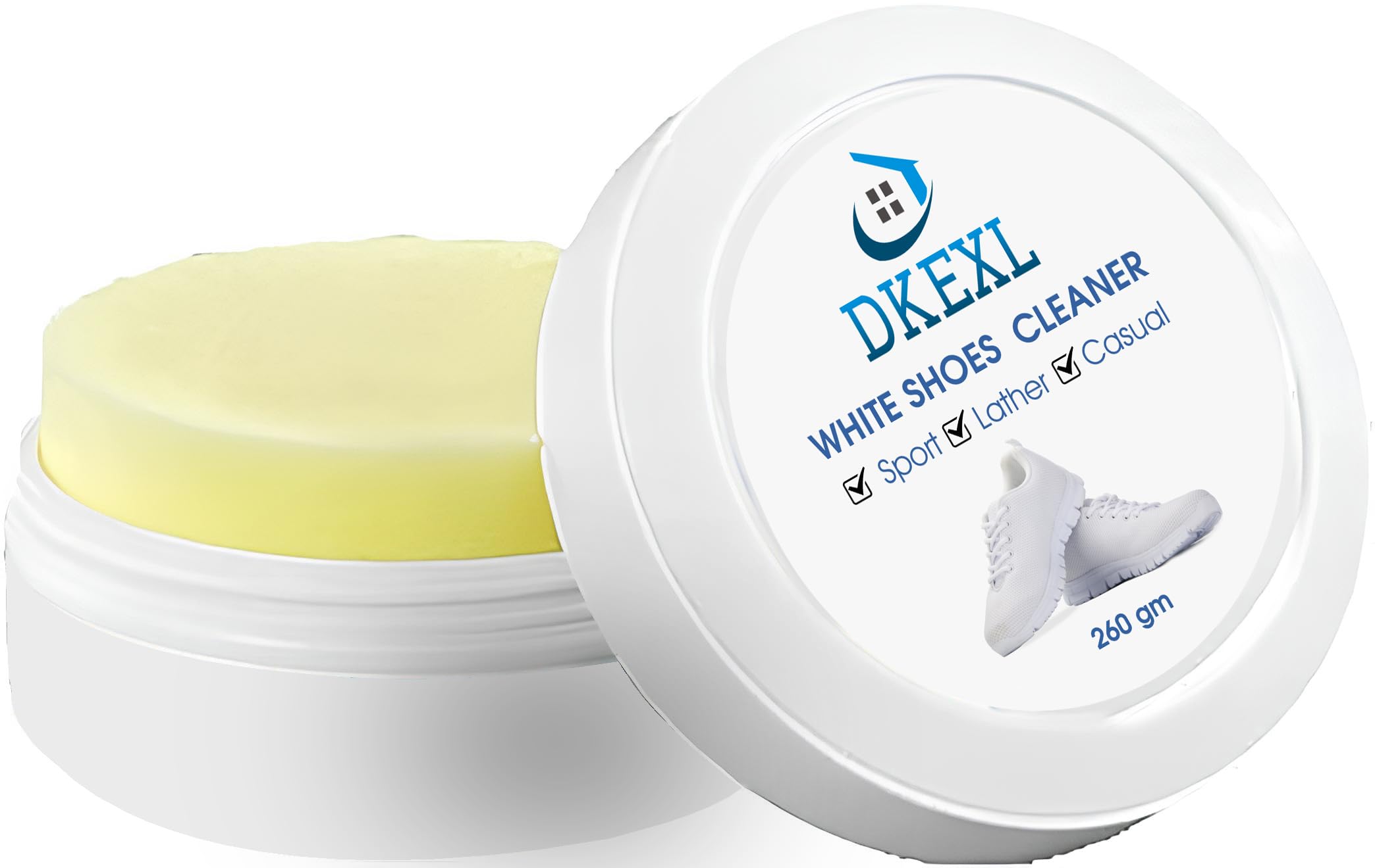 DKEXL White Shoe Cleaning Cream 260g - Professional Stain Remover for Leather Shoes, Boots & Sneakers | Restores Color & Polishes Smooth Leather | White Rubber Sole Cleaner | Perfect for Daily Shoe Care & Maintenance