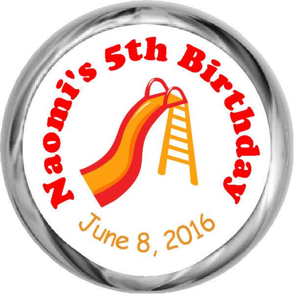 Personalized Hershey Kiss Park Slide Stickers - Customizable Party Favors for Birthdays, Weddings & Baby Showers