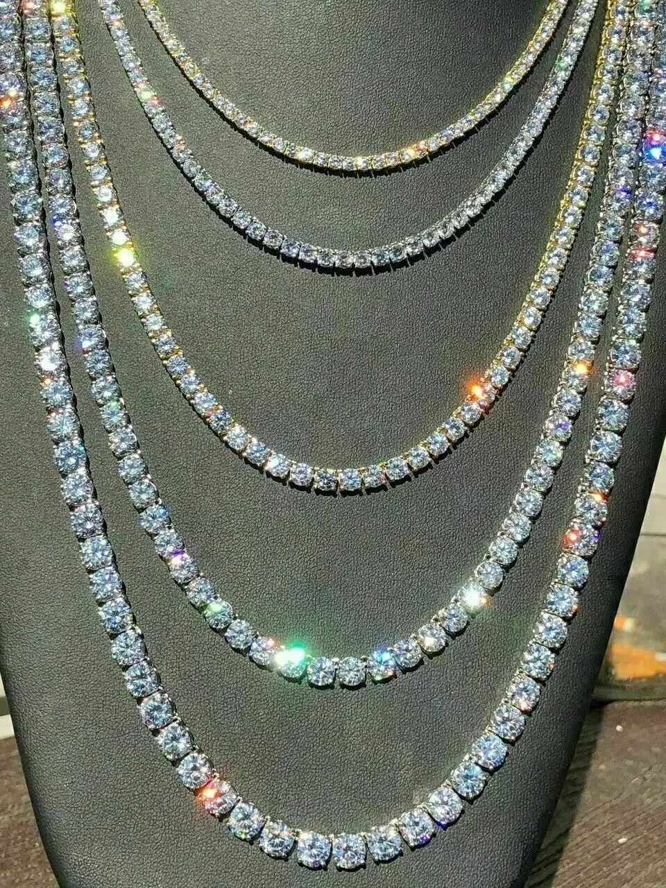 20-Piece Moissanite Tennis Necklace Cuban Link Chain Iced Out Jewelry for Men & Women - Perfect for Parties, Weddings & Everyday Luxury