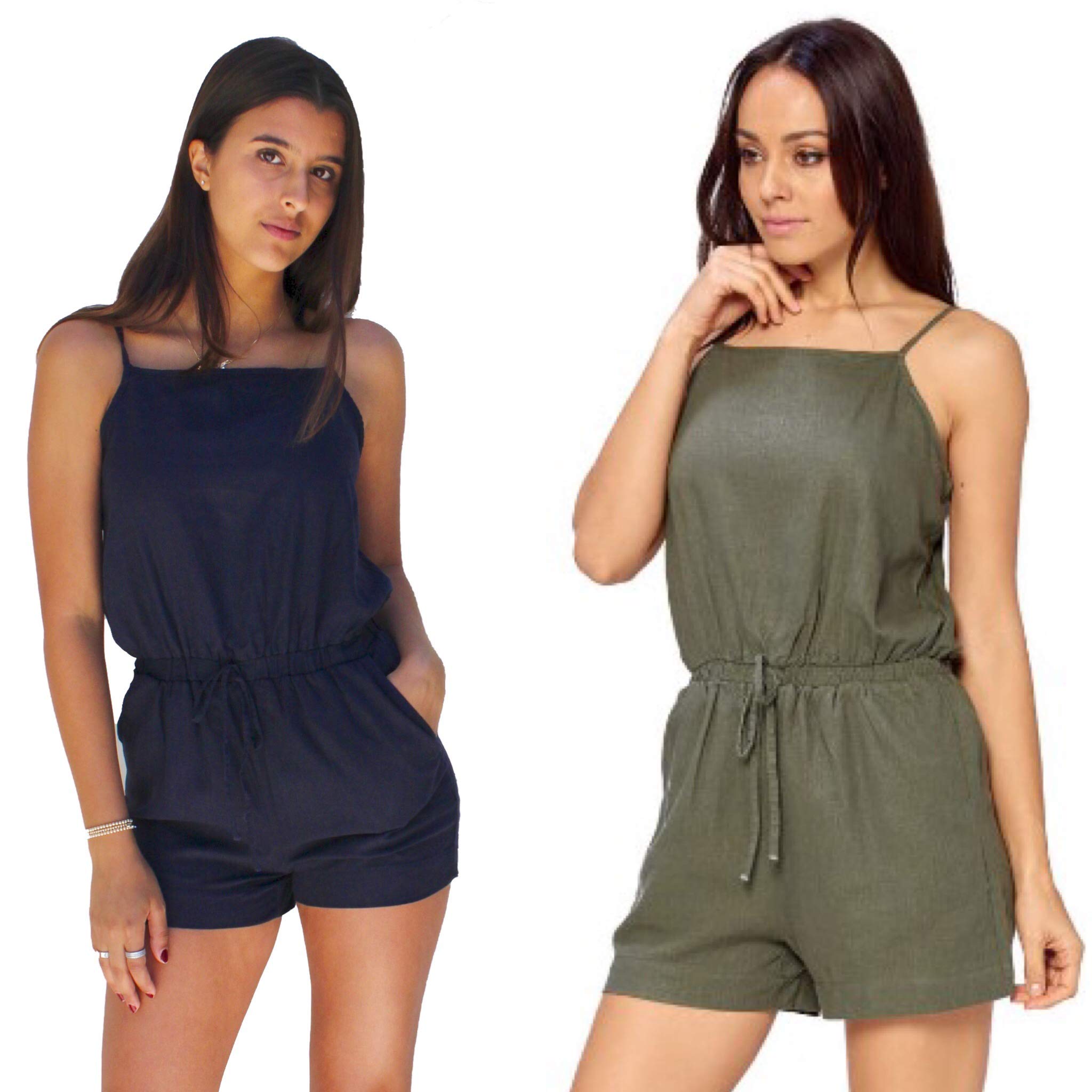 CiSono Women's Linen Romper Shorts - Comfortable Summer Jumpsuit with Pockets | Perfect for Beach Vacation, Casual Outings & Lounge Wear