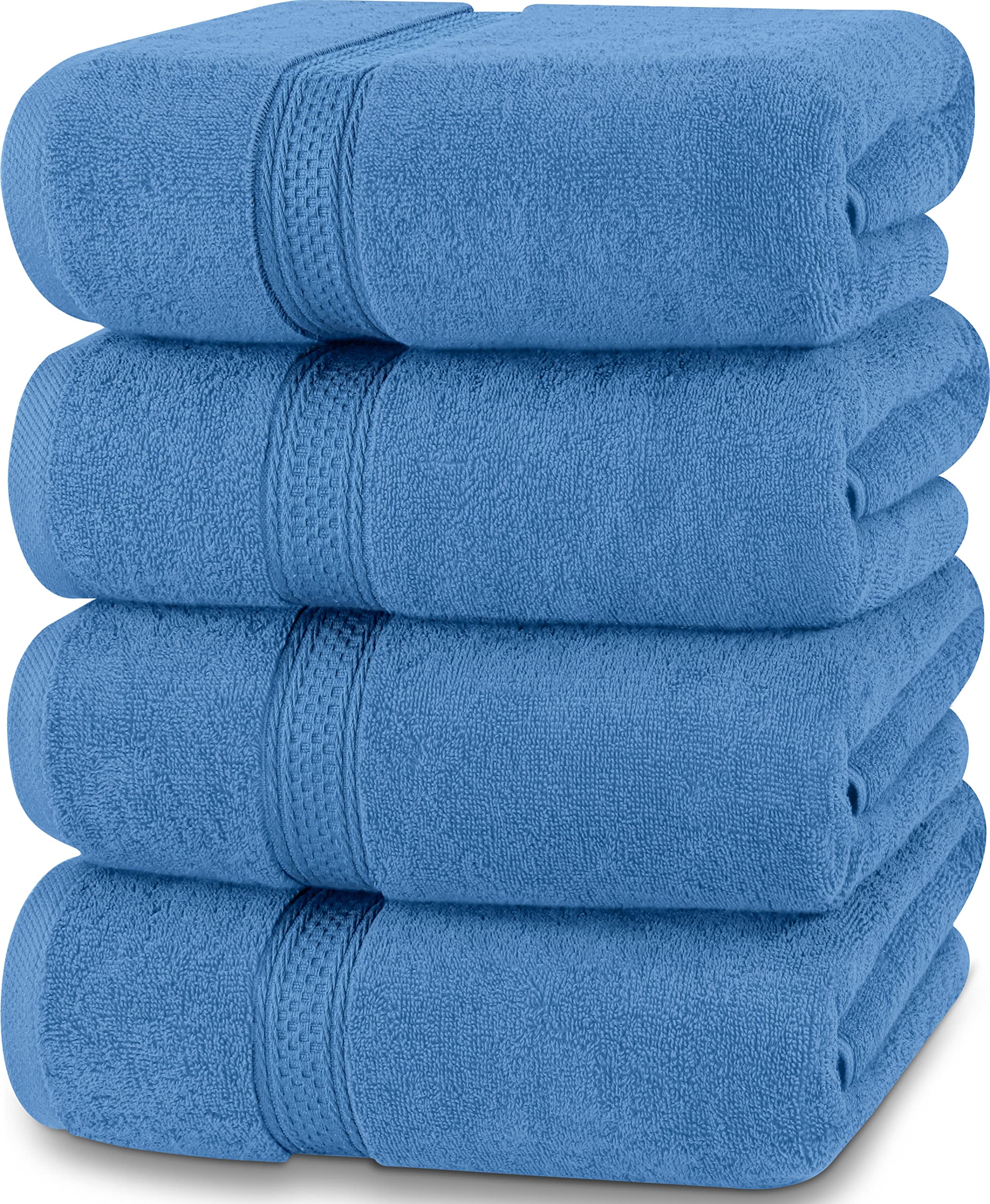 Utopia Towels 4-Pack Premium Bath Towels Set - 27x54 Inch 100% Ring Spun Cotton 600GSM, Lightweight & Highly Absorbent Quick-Drying Towels for Bathroom, Spa, Gym, and Beach (Electric Blue)