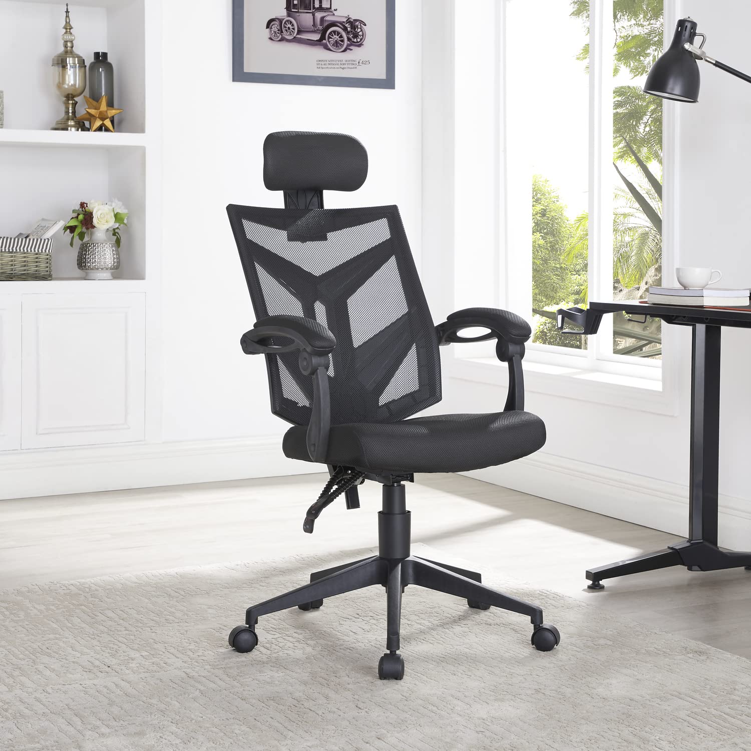 Harriet Ergonomic Office Chair - Adjustable High Back Mesh Computer Desk Chair with Lumbar Support, Headrest & Wheels - Black - Perfect for Home Office, Gaming & Workspace Comfort
