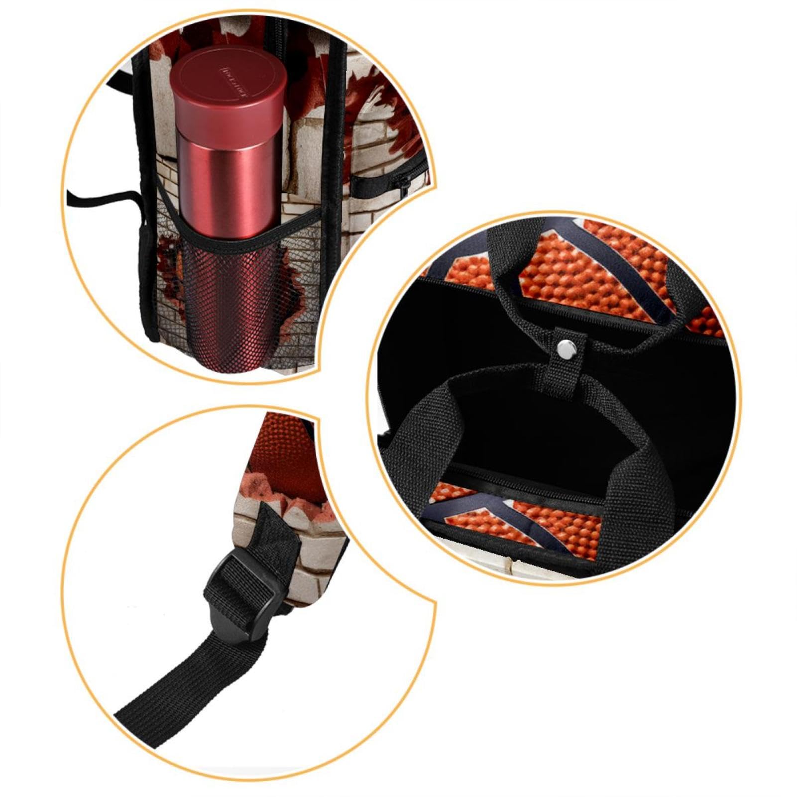 Stylish Travel & Work Backpack with Basketball Wall Texture Design - Perfect for Commuting, Gym, and Outdoor Adventures