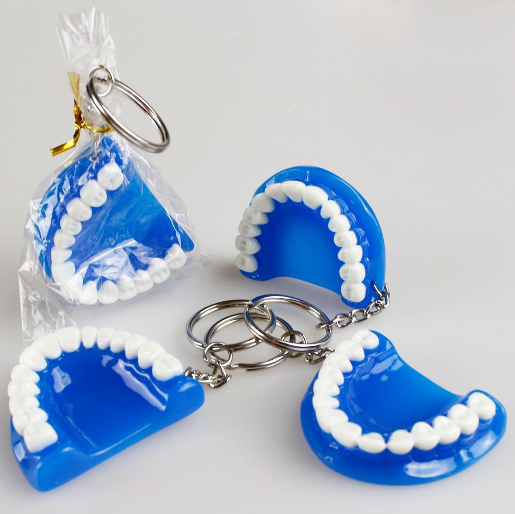 Airgoesin 5-Piece Teeth Keychain Rings - Funny Dentist Gift for Dental Clinic, Blue Jaw Mixed Design - Perfect for Phone Accessories, Keychains & Gag Gifts