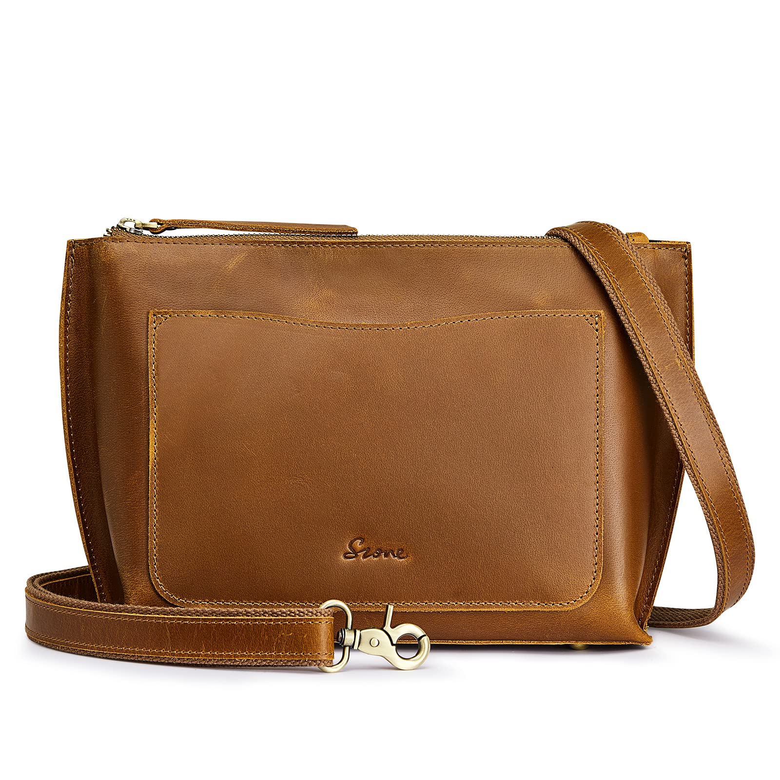 S-ZONE Genuine Leather Crossbody Bag for Women - Vintage Shoulder Purse Fashion Handbag | Perfect for Work, Travel & Everyday Use