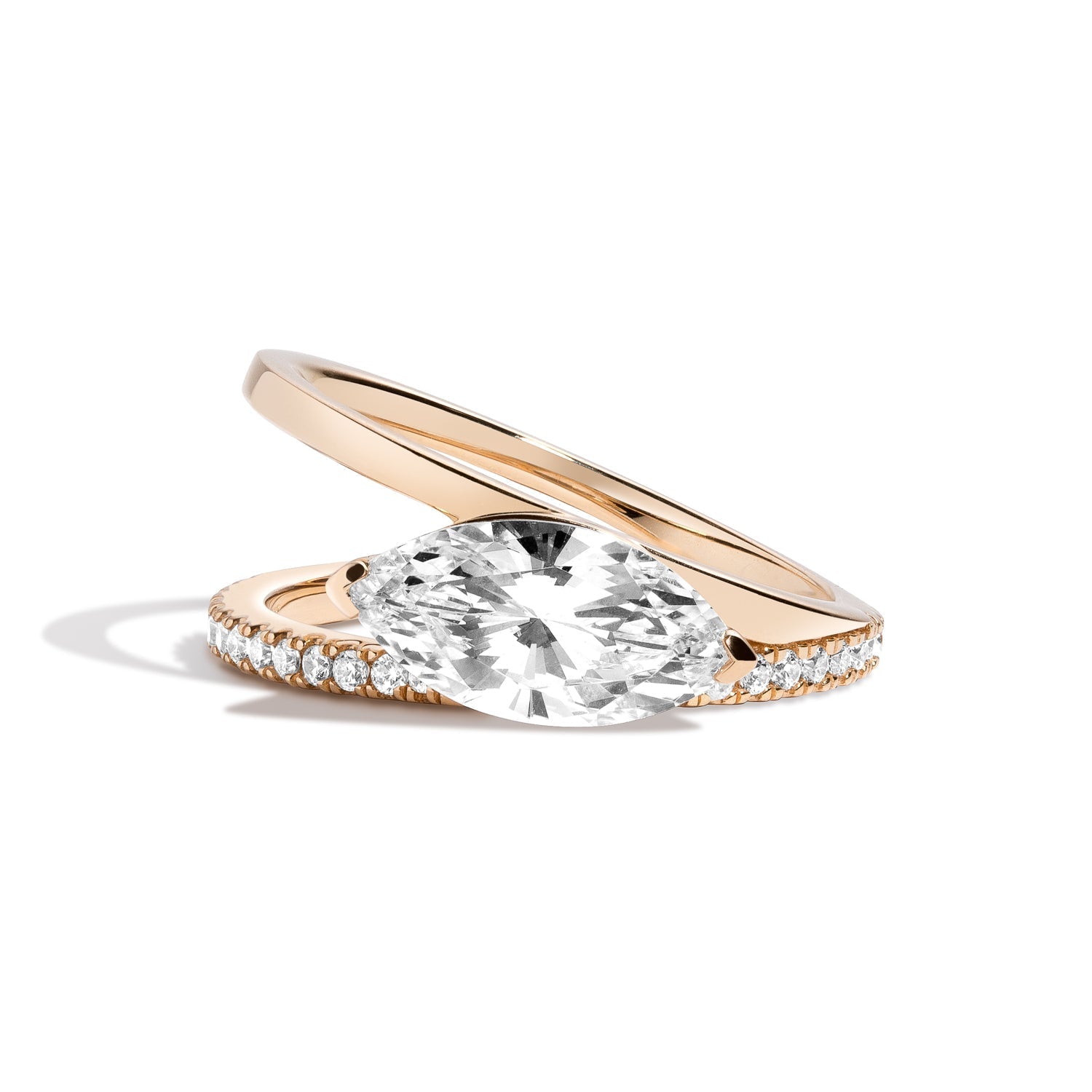 Exquisite Marquise Cut Diamond V Ring with Pavé Bottom Band - Perfect for Engagement, Wedding & Anniversary Gifts